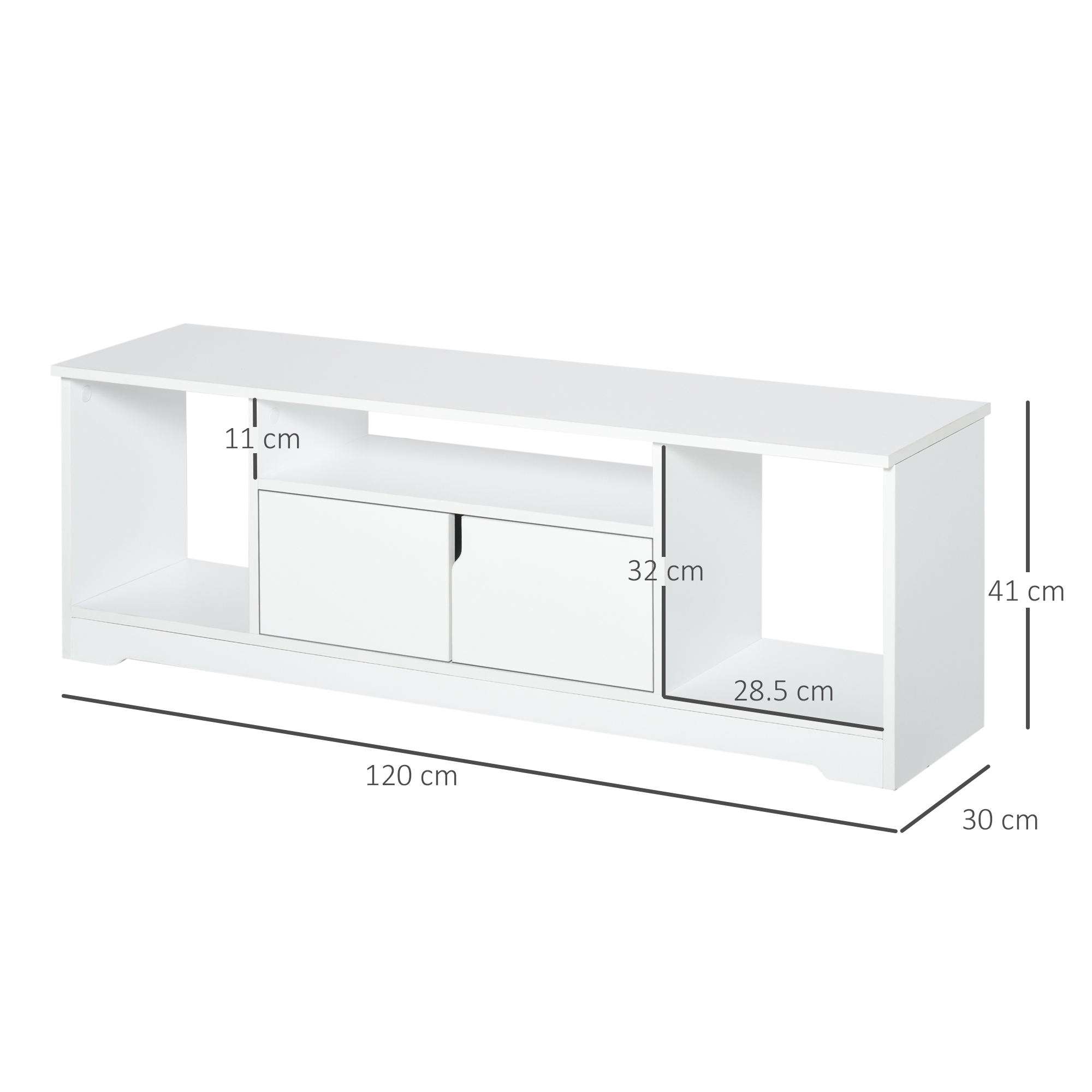 Mobilier Suport TV  Pana la 42 inchi cu Dulapior si Etajere Deschise, din Lemn, 120x30x41cm [2]