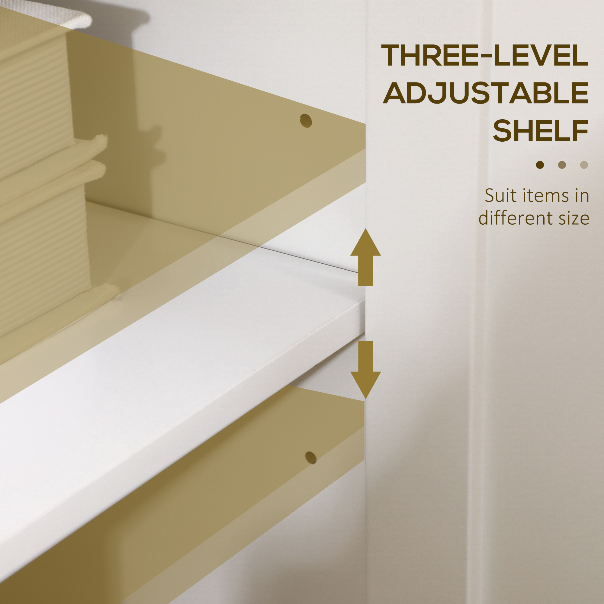  Dulap cu 2 Compartimente si 2 Rafturi Reglabile la 3 inaltimi, 120x40x70 cm, Alb si Culoare Lemn [4]