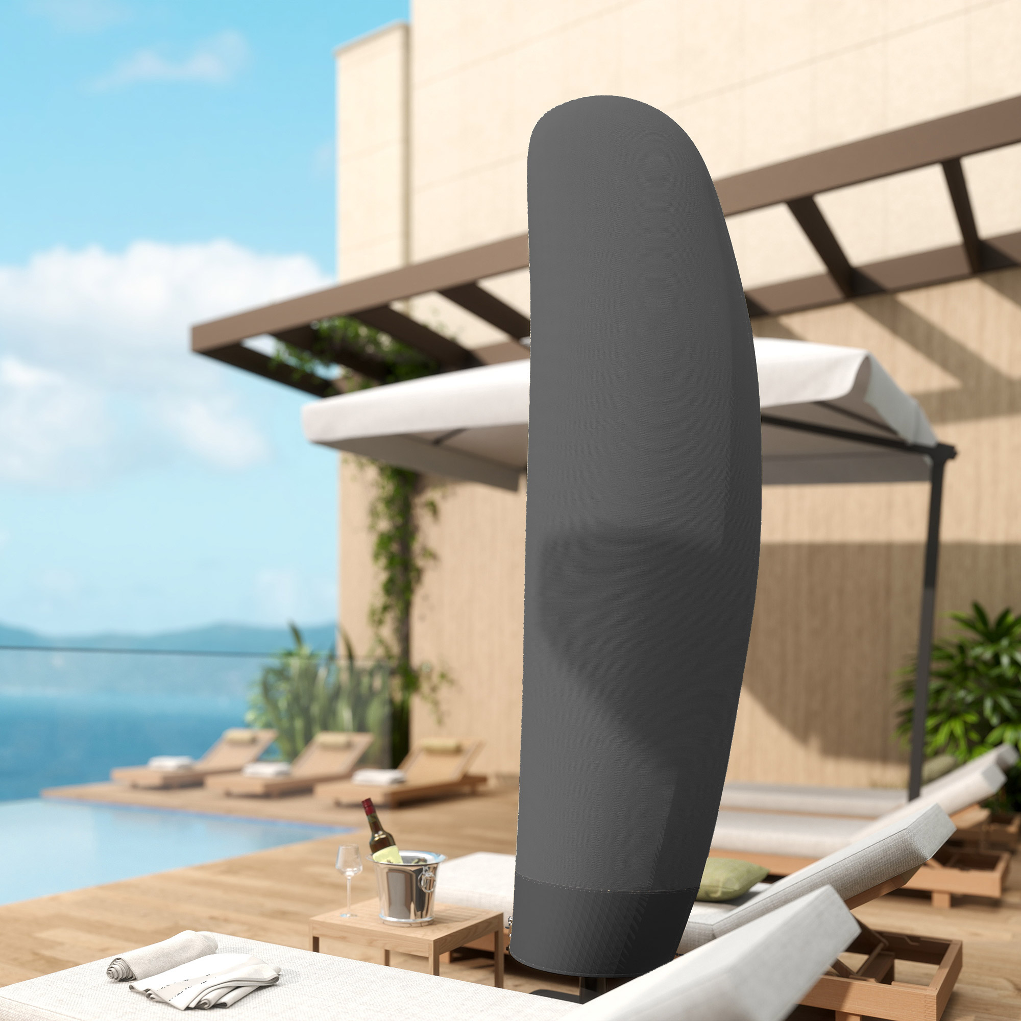  Husa pentru Umbrela 3x3 m Impermeabila, Protectie cu Fermoar si snur, Negru [6]