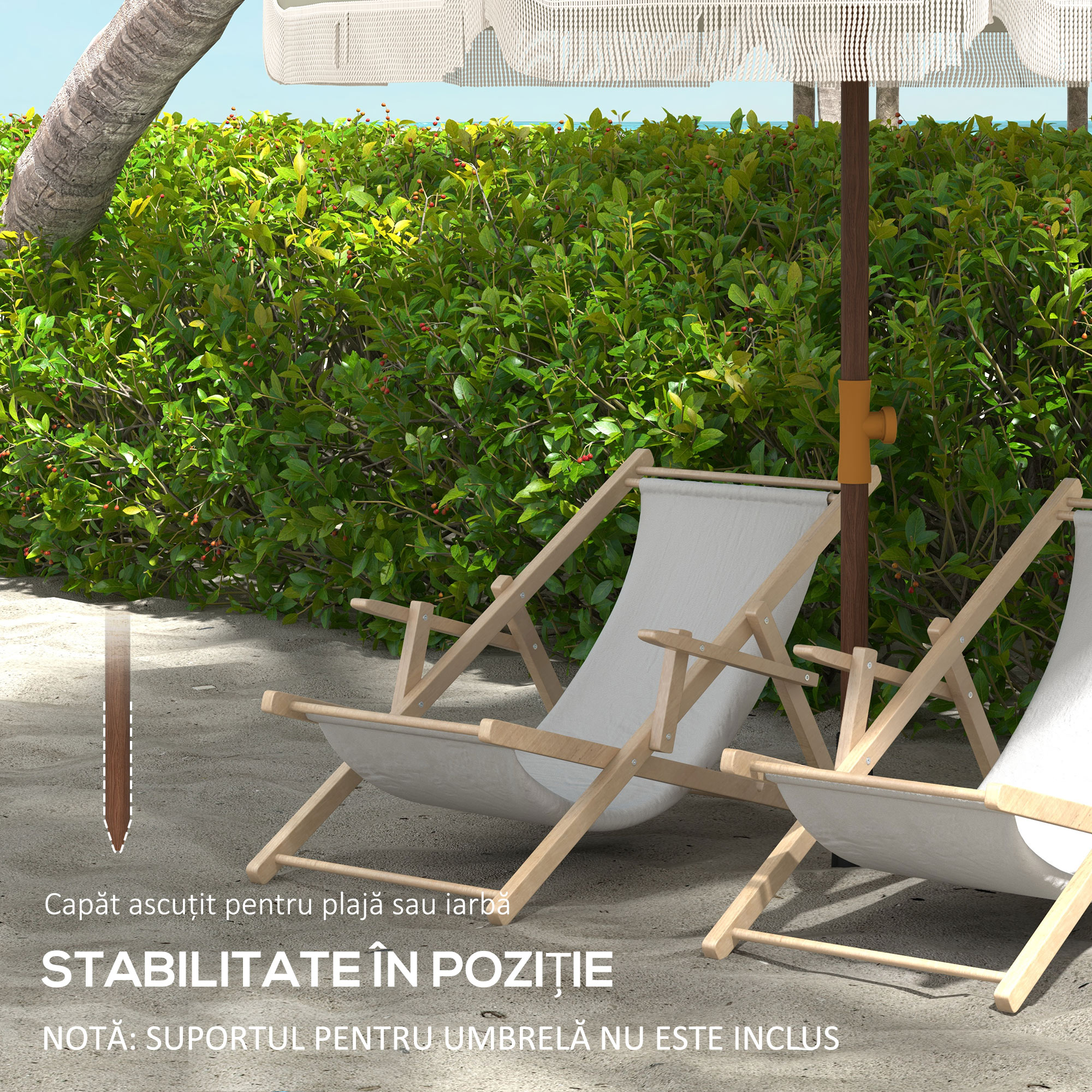  Umbrela de Plaja Portabila cu Volane in Aer Liber cu Baldachin Ventilat, Geanta de Transport, Ø1.9x2.1 m, Alb-Crem [5]