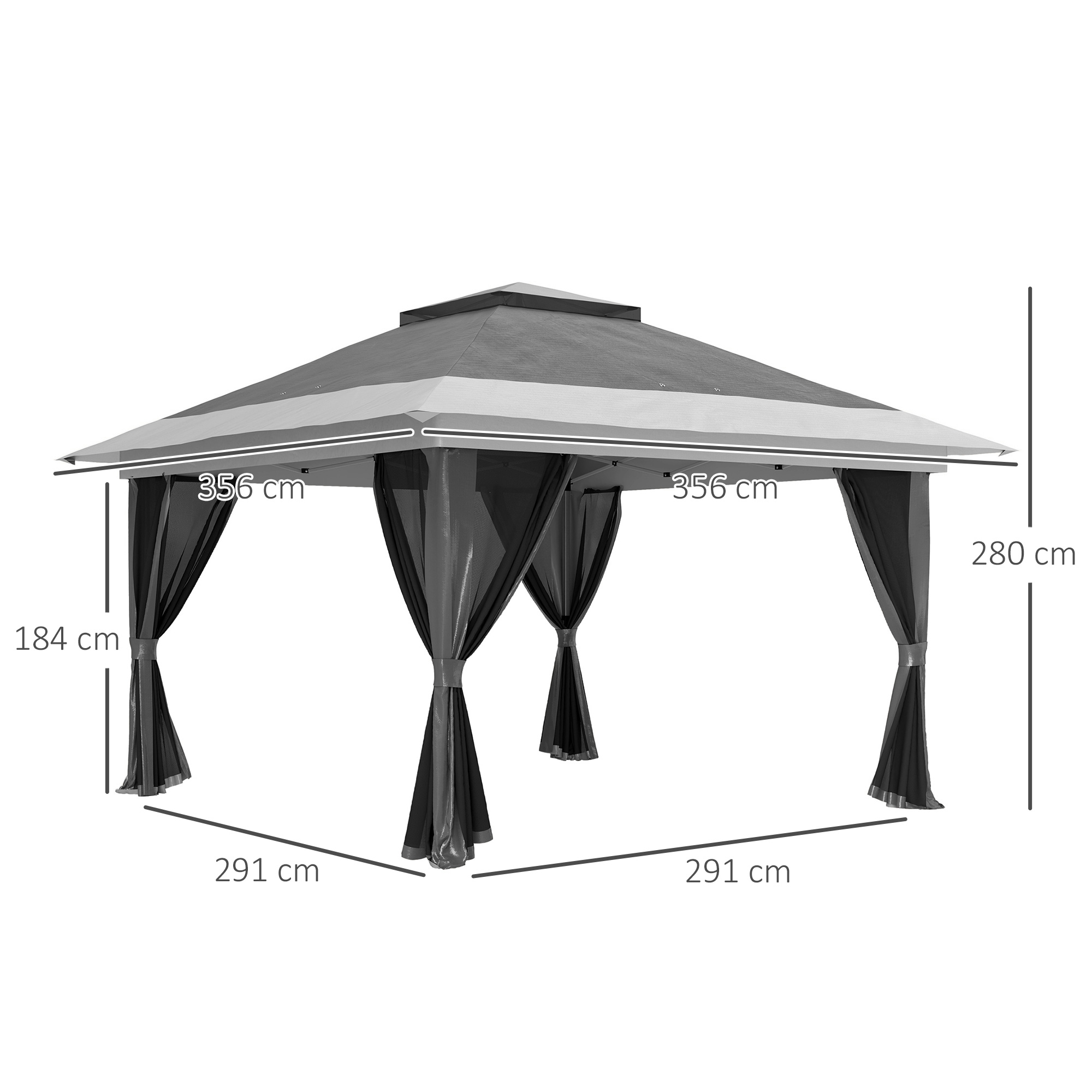  Pavilion Pliabil 3,6x3,6m cu Pereti, inaltime Reglabila si Protectie UPF50+, Geanta cu Roti, Gri [2]