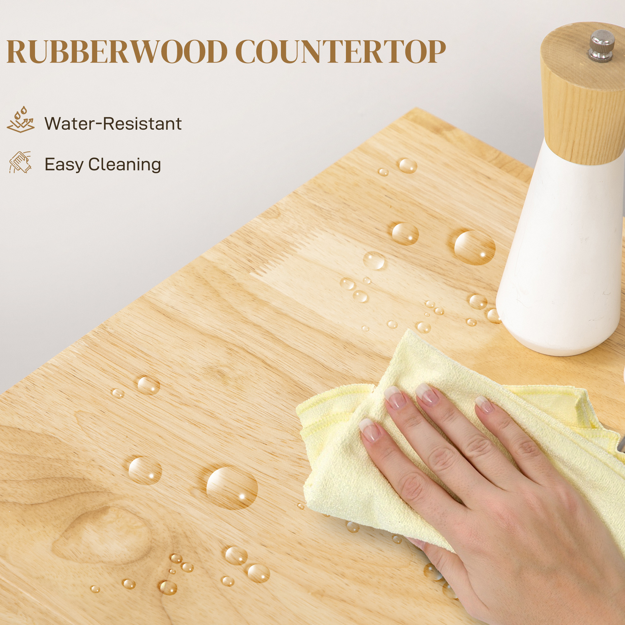  Carucior Multifunctional de Bucatarie cu Sertar, Roti, Suport pentru Condimente si Dulapior, 109x40x89 cm, Gri [5]