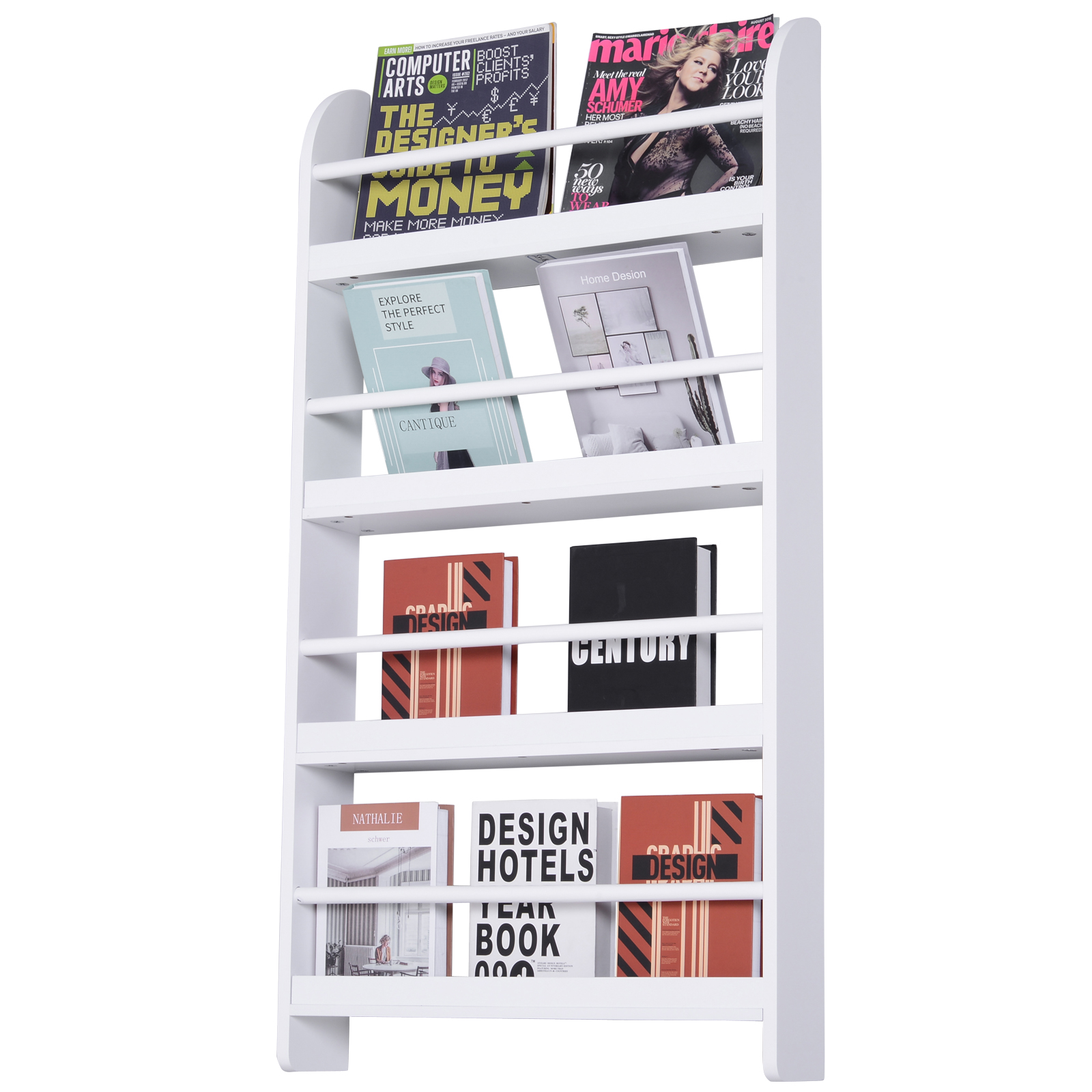 Living & hol -  Etajera Perete - Biblioteca 4 Rafturi Lemn Alb