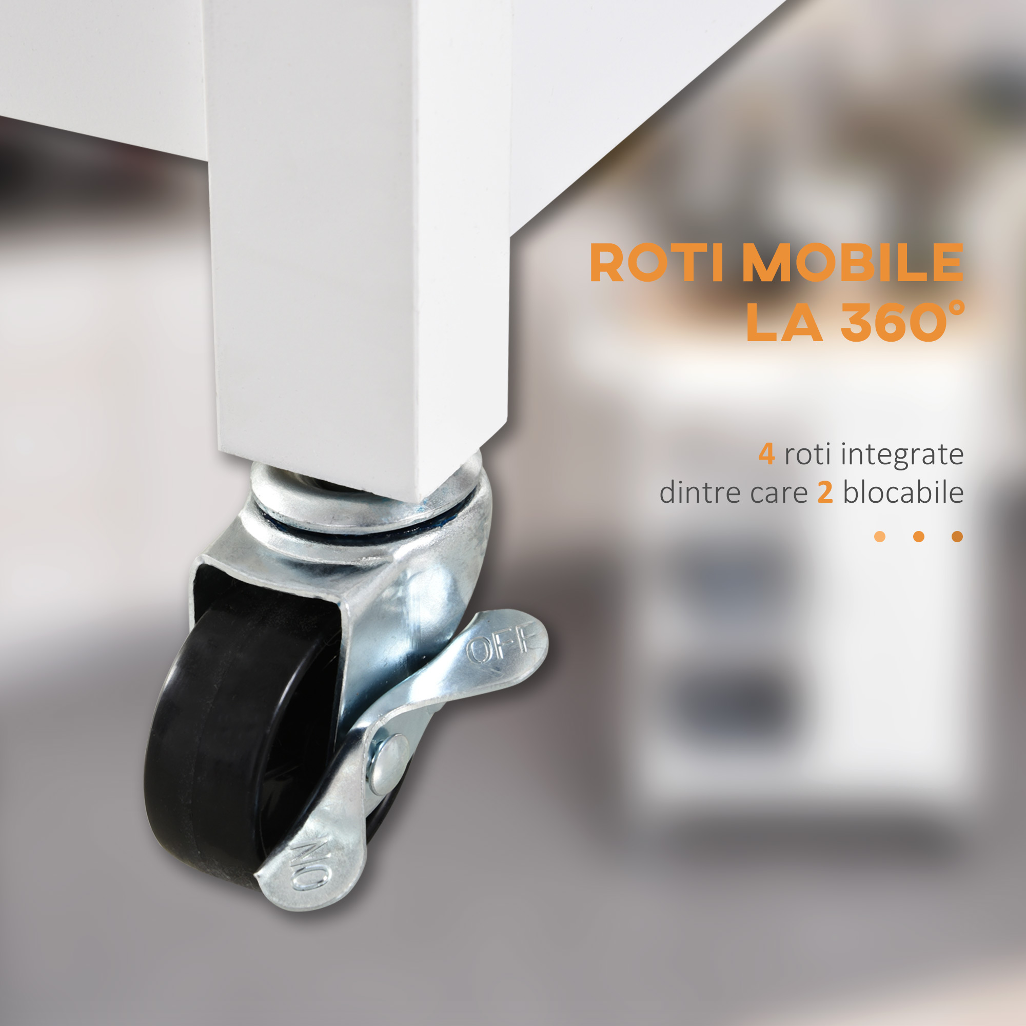  carucior bucatarie, din lemn, 66x39,5x86,5cm, alb [5]