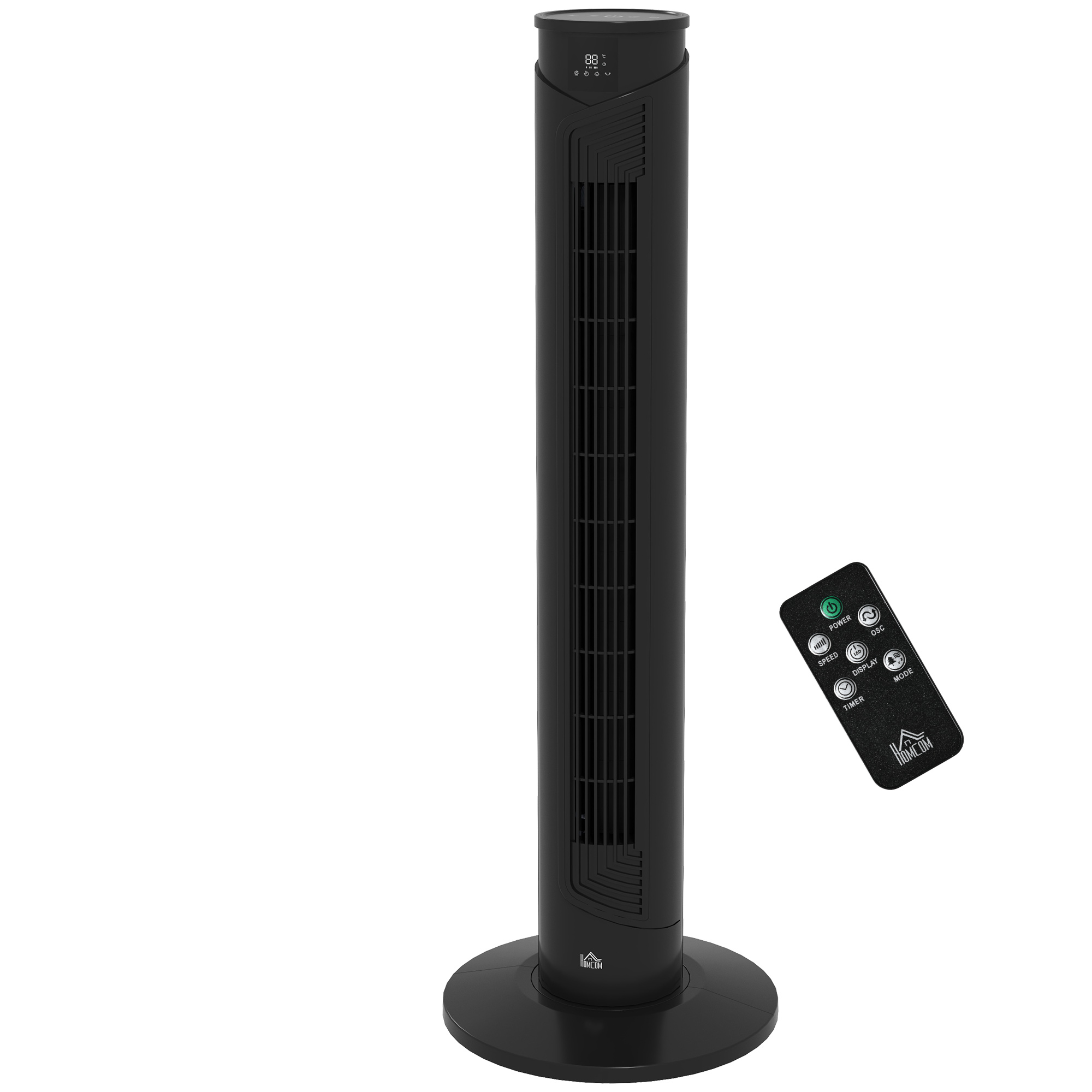 Instalatii sanitare, termice & climatizare -  Ventilator turn 45W cu 4 moduri si 3 viteze, timer de 12h, din ABS, Ø31.5x93 cm, negru