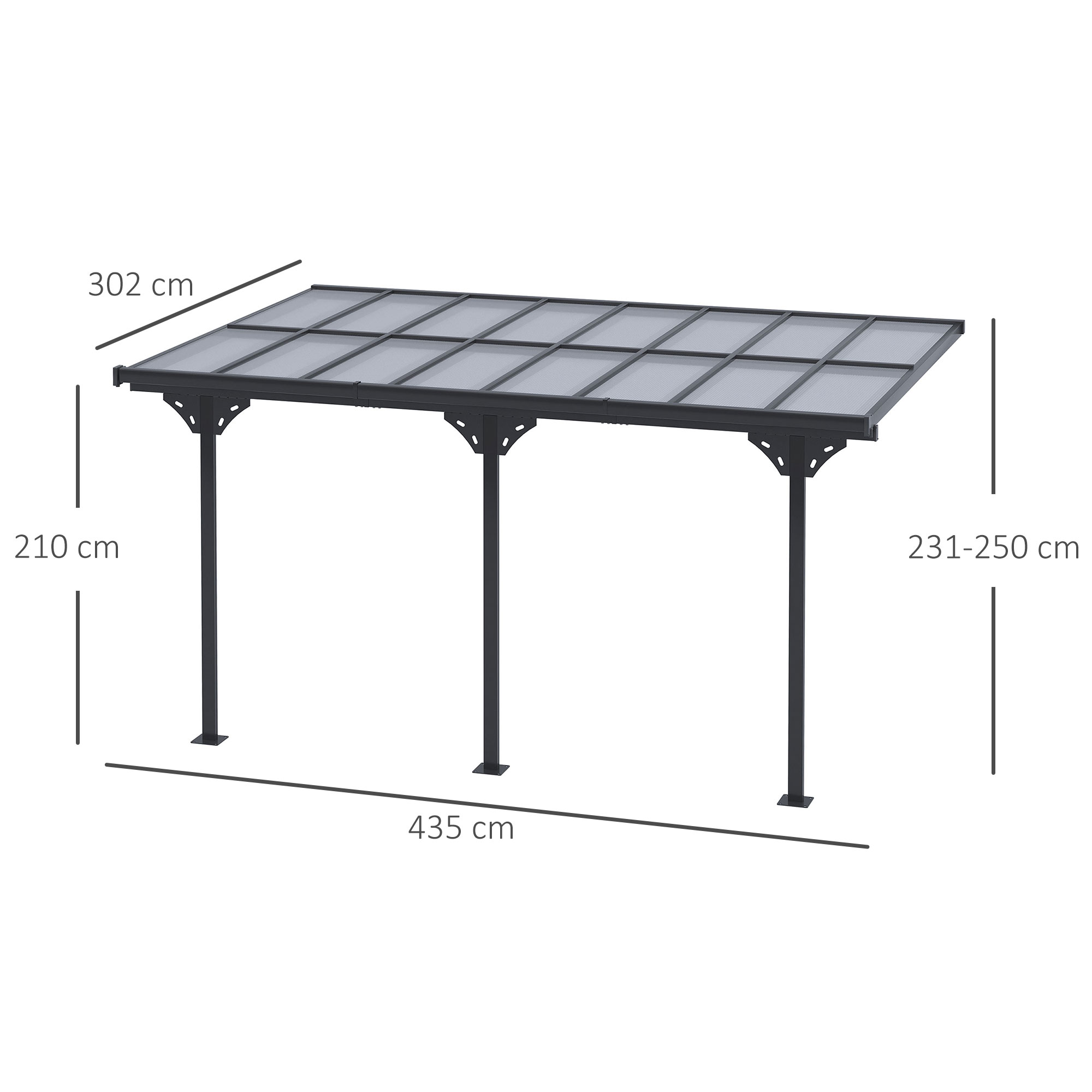  Pergola montata pentru gradina din policarbonat si aluminiu, montare reglabila, gri [2]
