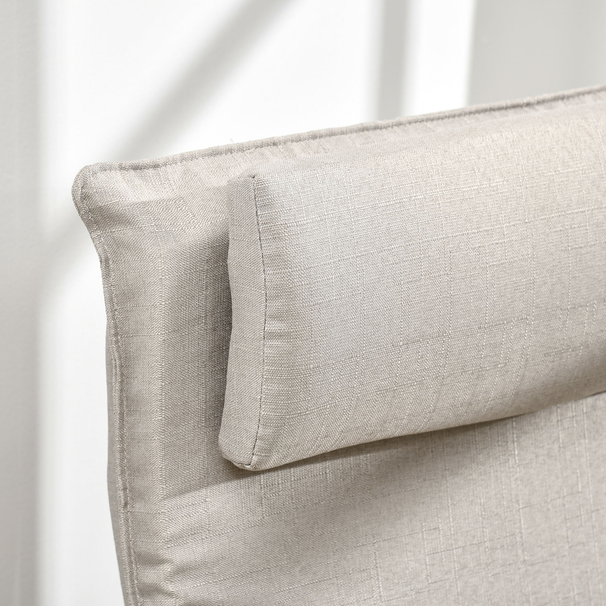  Fotoliu Relax cu suport pentru picioare, fotoliu din lemn si tesatura cu efect de in cu perna pentru tetiera, 67x69x100cm, gri [7]