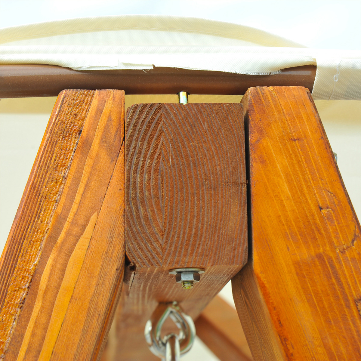  Balansoar de Gradina 2 Locuri din Lemn de Pin cu Acoperis Parasolar,Alb [4]