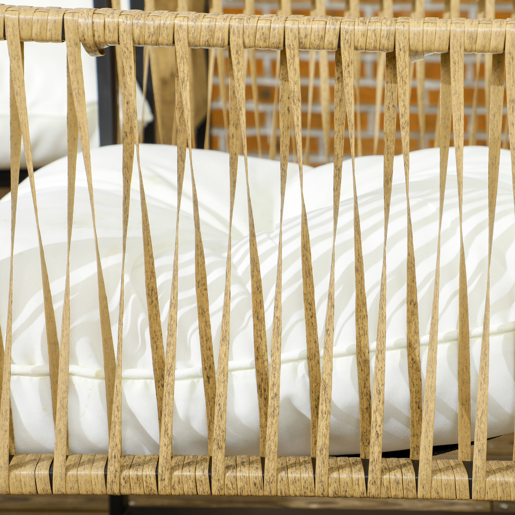  Set de Gradina 4 Piese din Ratan cu Canapea, 2 Scaune si Masuta de Cafea, Negru, Maro si Crem [6]