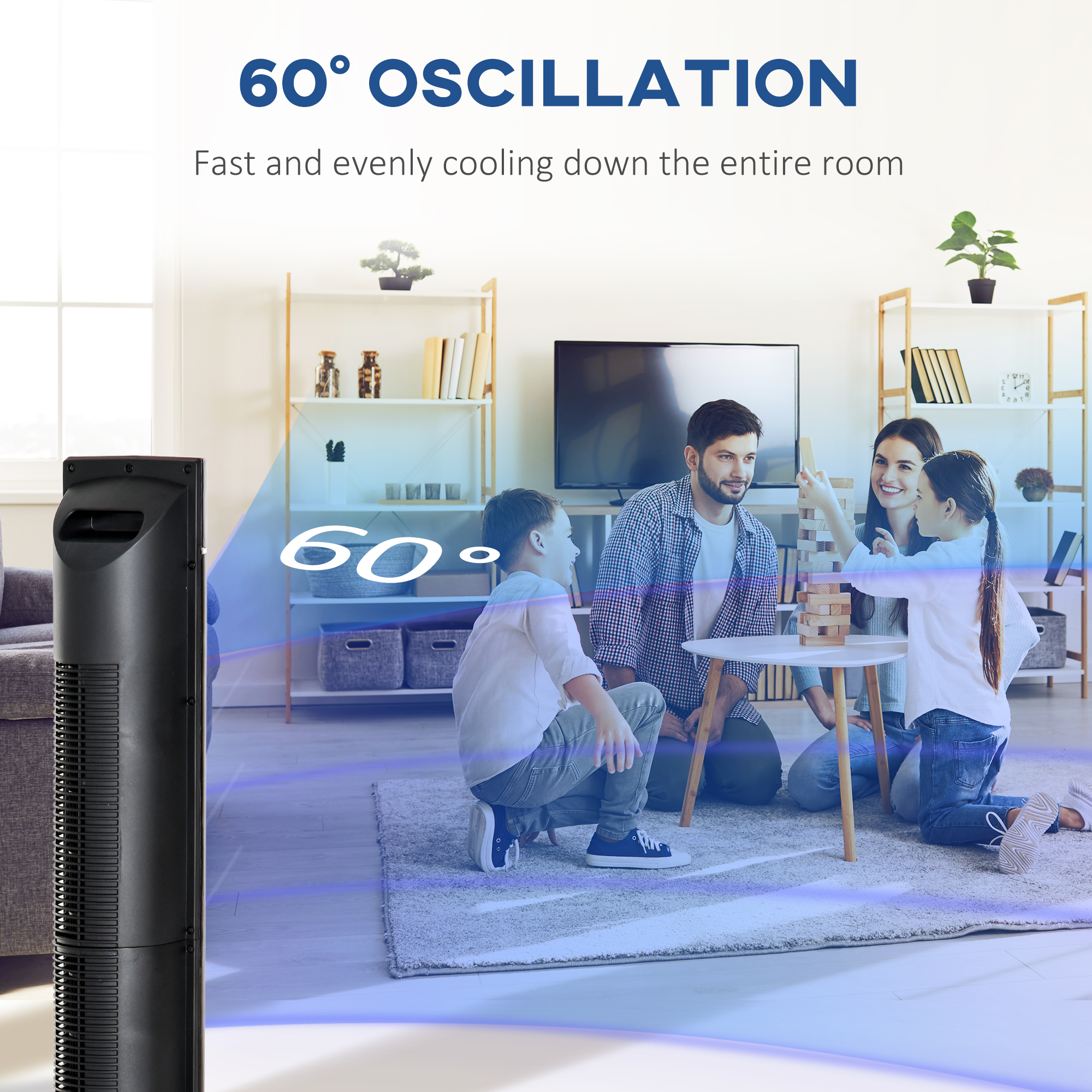  Ventilator pe coloana 60W cu 3 viteze, 3 moduri si temporizator 8h, din ABS, Ø32x106,8 cm, negru [4]