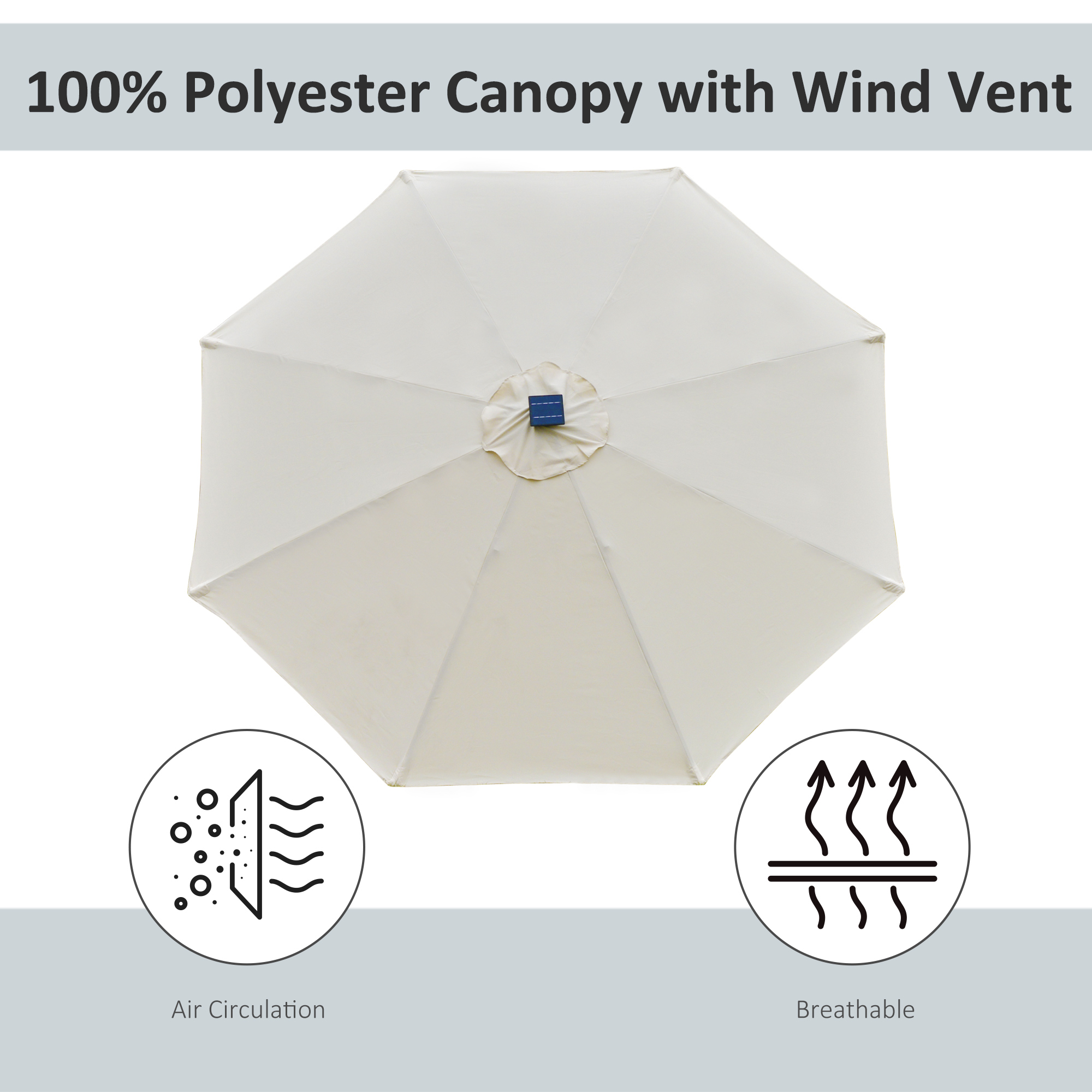  umbrela de gradina cu leduri, Φ266x245cm, crem [6]