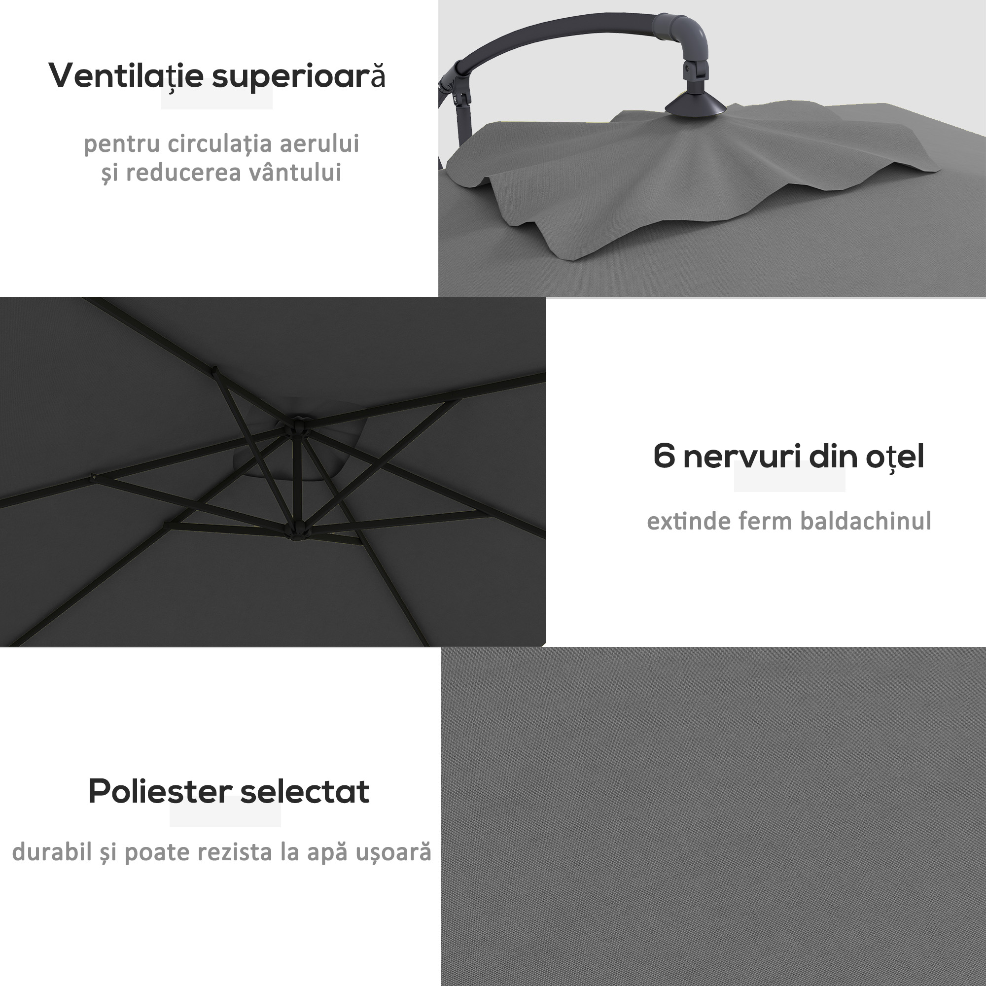  Umbrela Consola de 3 m cu Baza in Cruce [4]