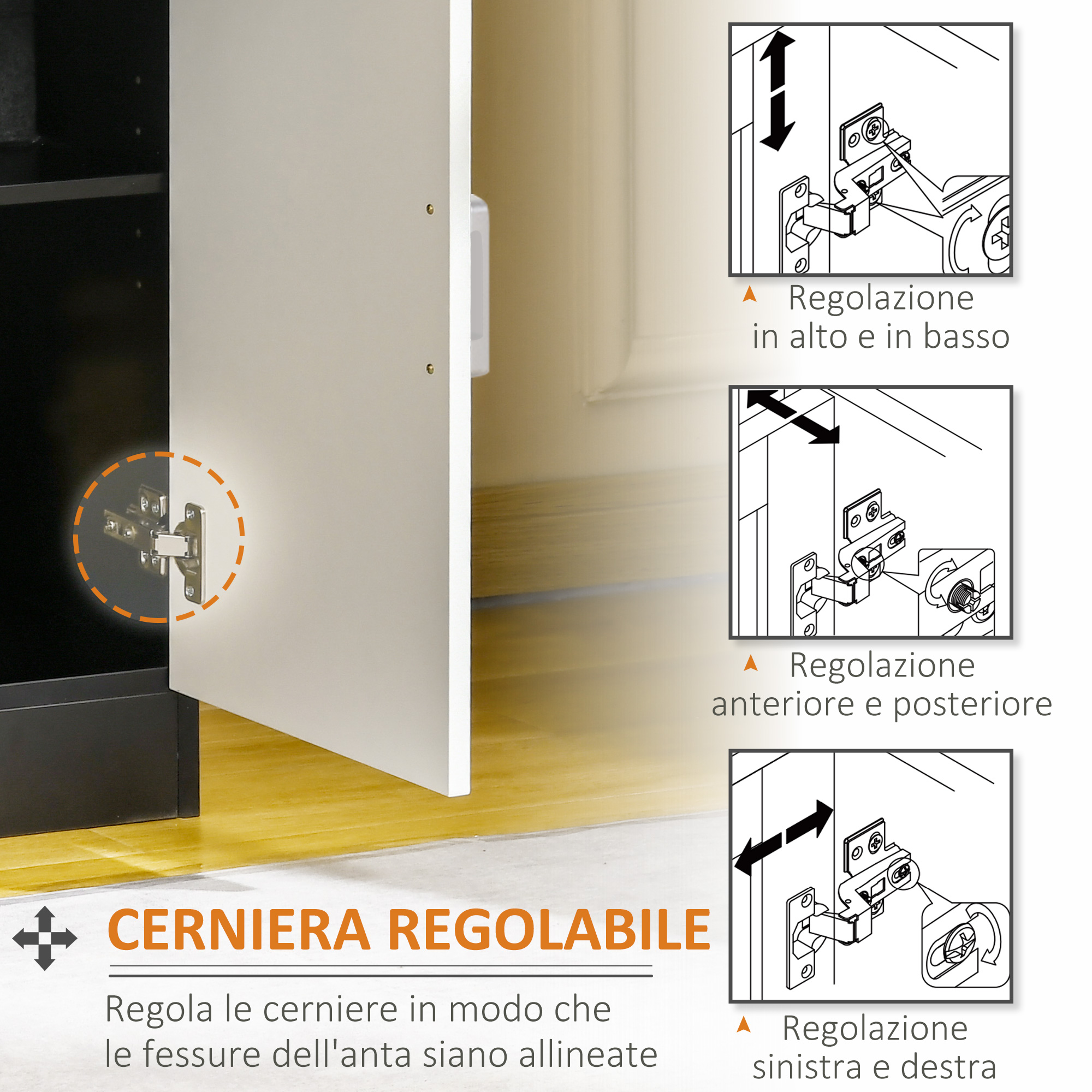  Dulap cu sertar si raft reglabil, din MDF, 60x40x90cm, Alb Negru [6]