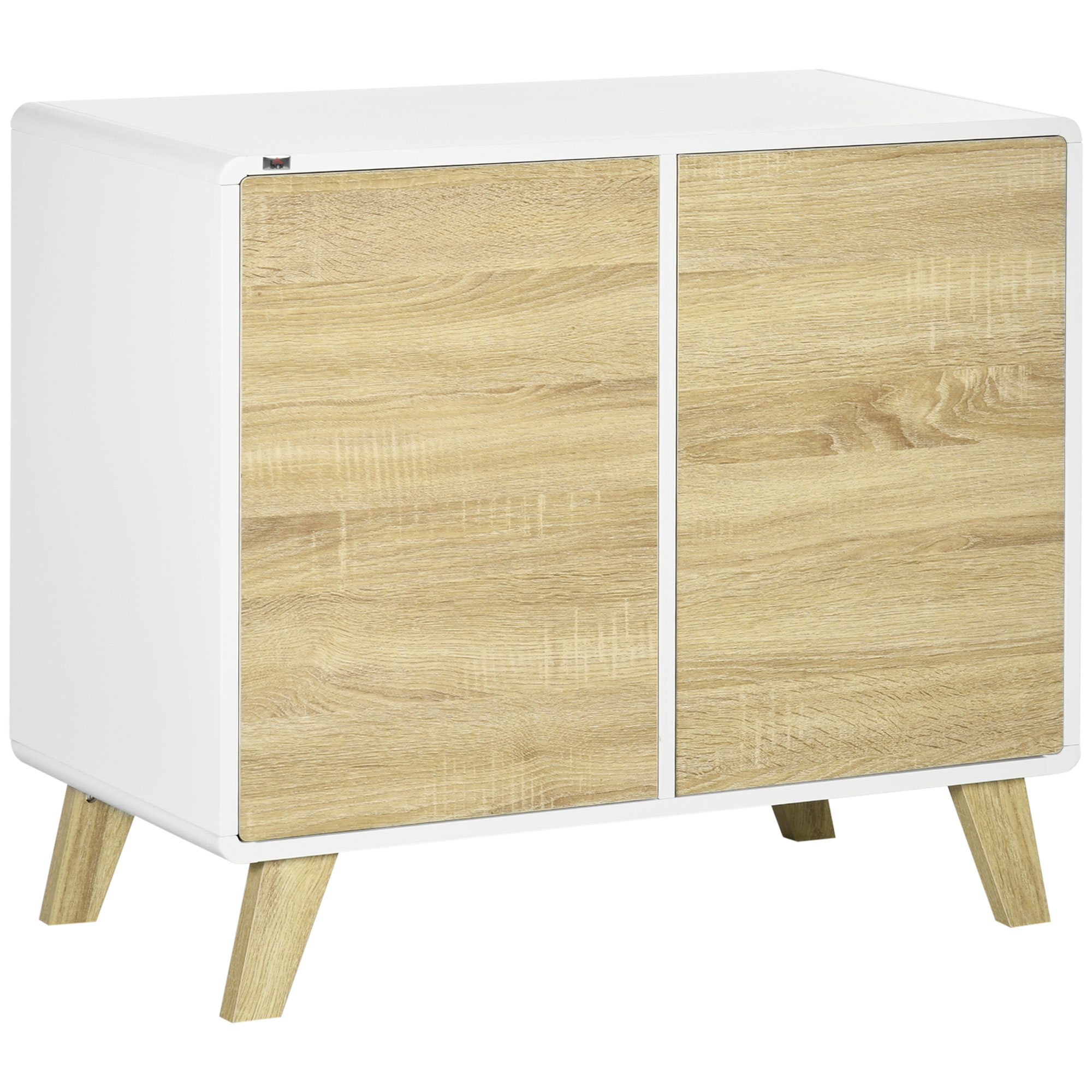 Bucatarie -  Mobilier multifunctional cu 2 usi de presiune si rafturi reglabile, dulap de living si dormitor din lemn, 80x40x70cm, alb si stejar