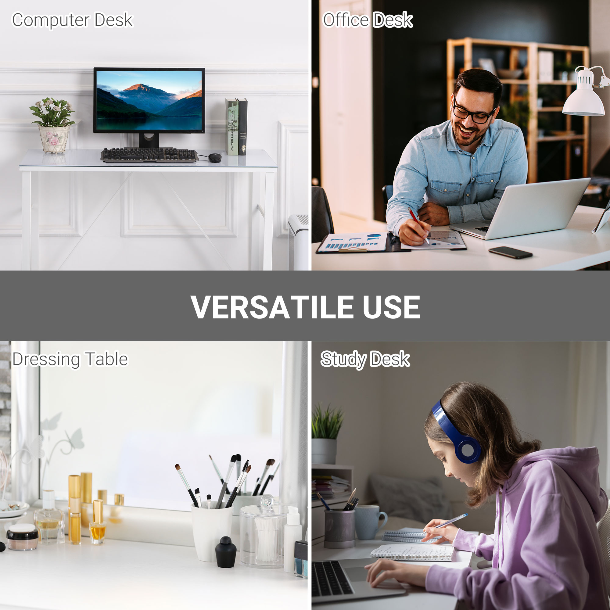  Birou pentru camera birou din metal alb si sticla securizata [6]