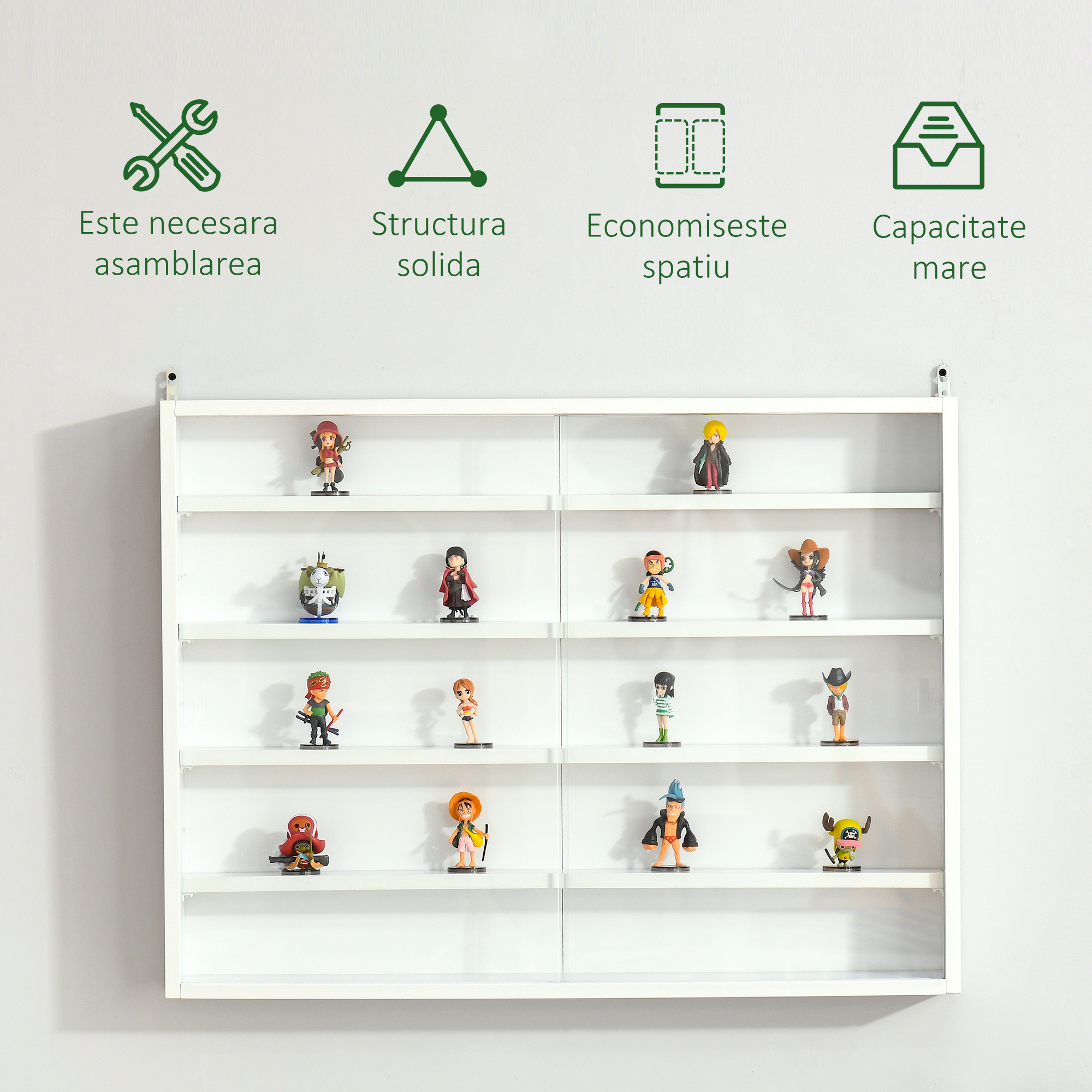  panou cu 5 etajere, polite reglabile, 80x9.5x60cm, alb [5]