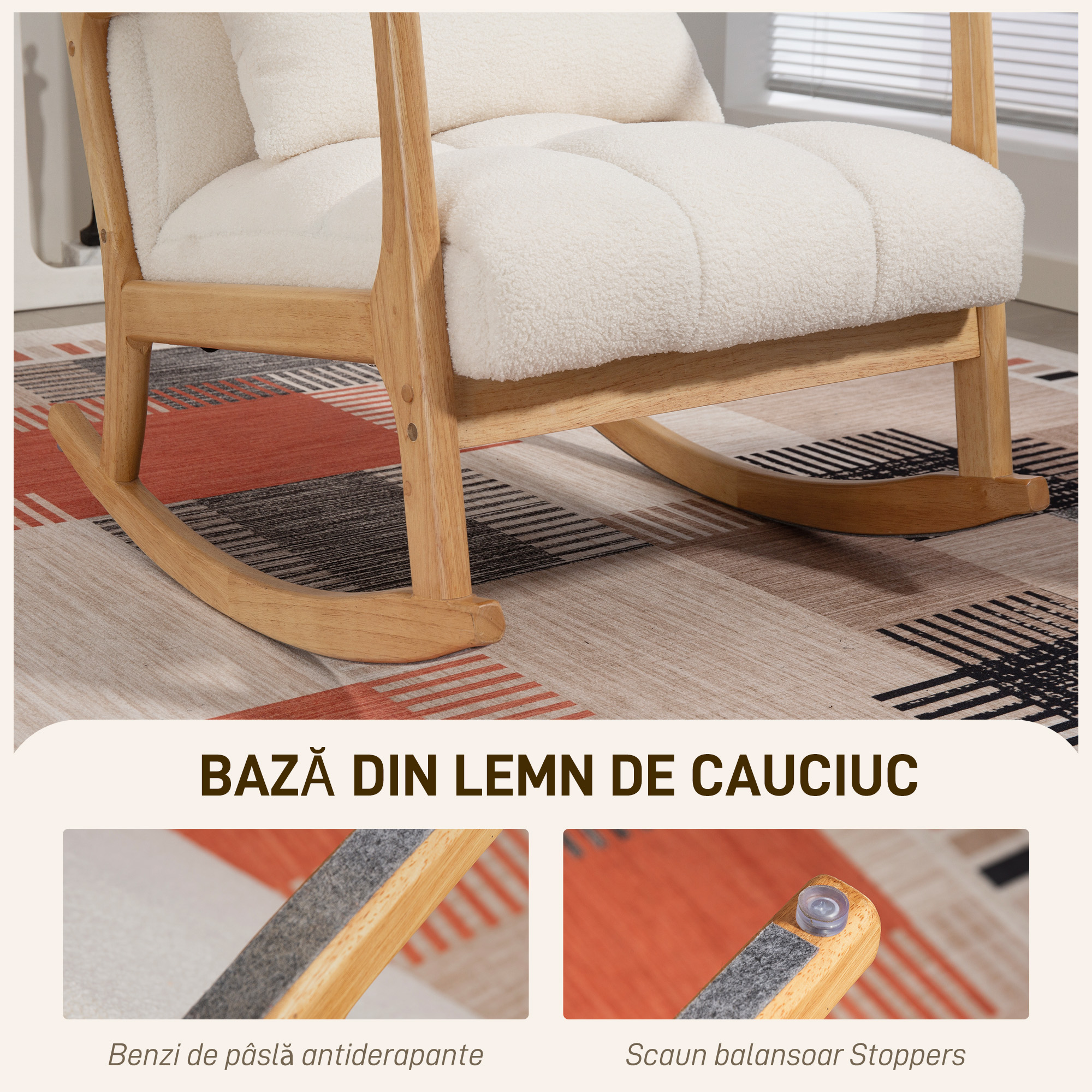  Balansoar 90°-130° cu Perna Lombara din tesatura Sherpa Alba [6]