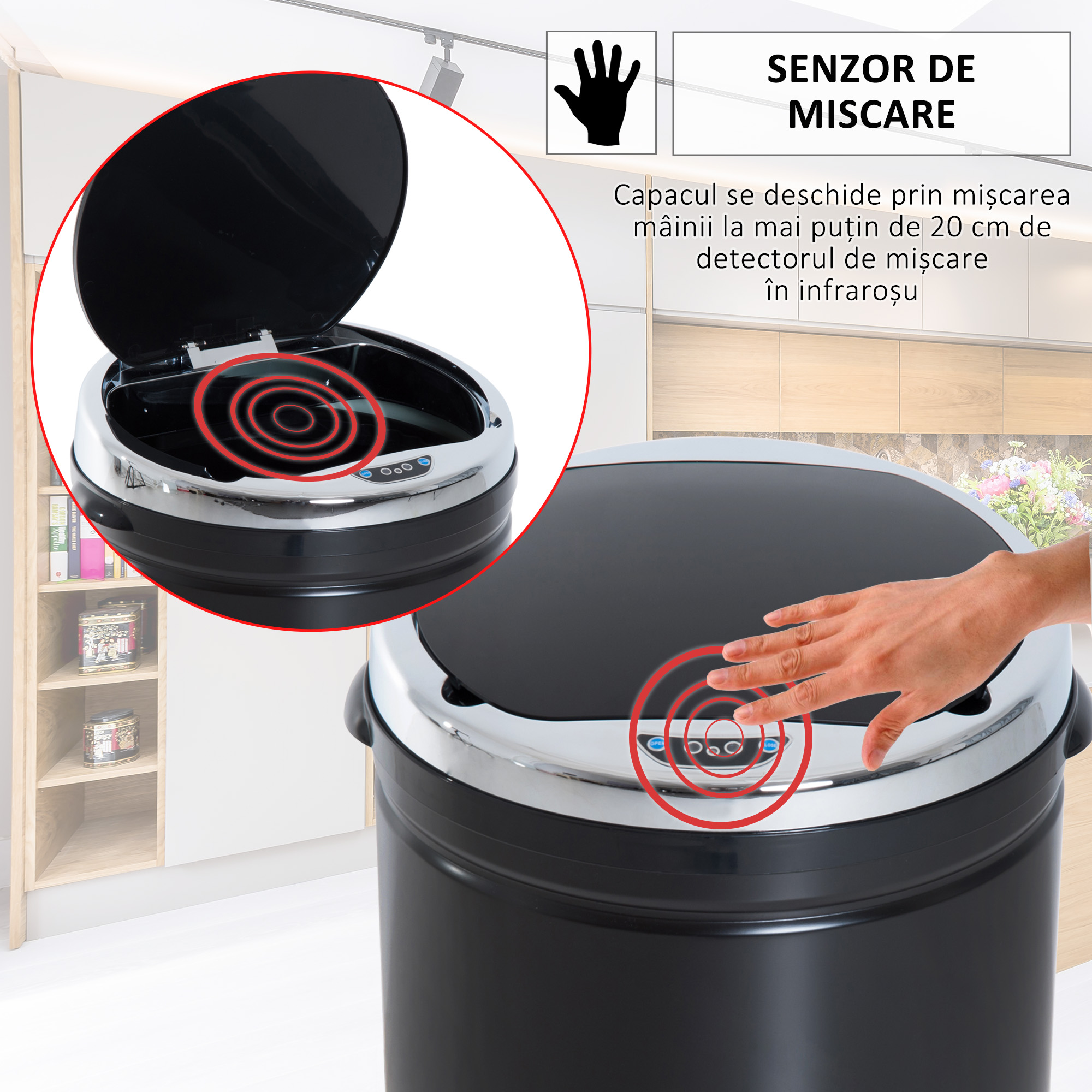  Cos de Gunoi Automat 50L - Senzor Infrarosu & Design Igienic [4]