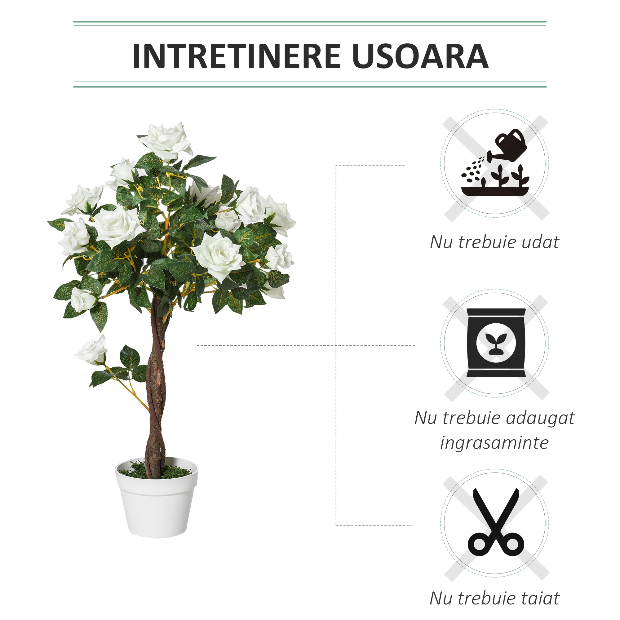  Arbore Artificial Camelia cu 21 Flori, Ghiveci inalt, 90 cm, Planta Decorativa Interior & Exterior [3]