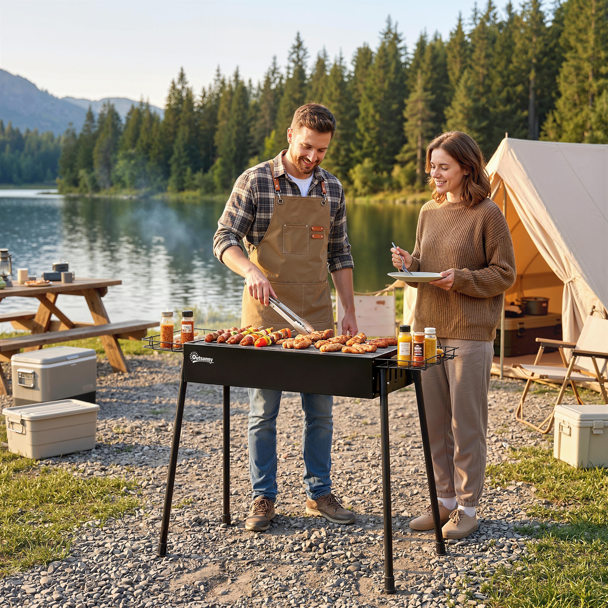  Gratar Portabil Exterior Otel Inoxidabil [7]