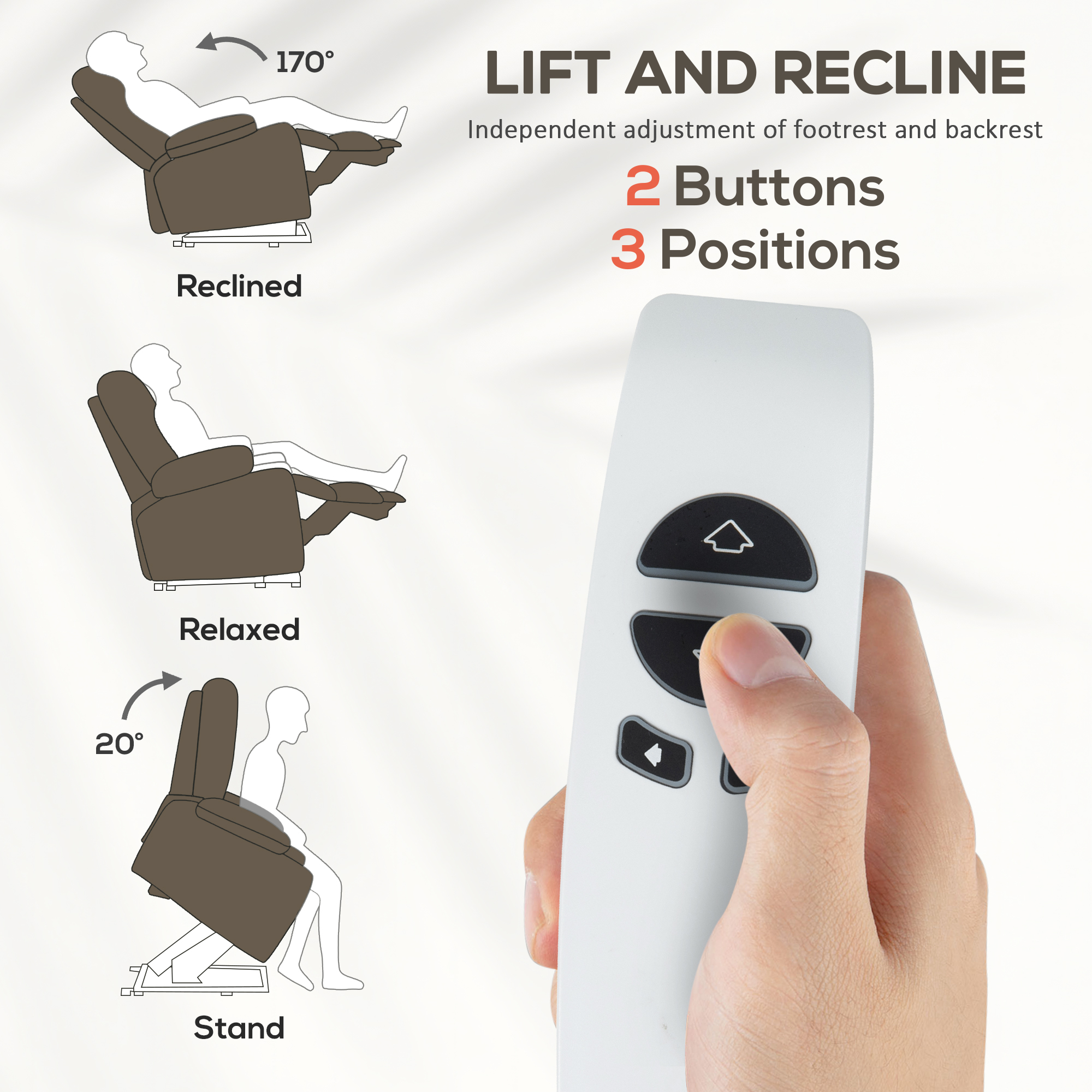  Fotoliu Reclinabil cu Masaj, incalzire si Ridicare Asistata, Maro inchis [3]