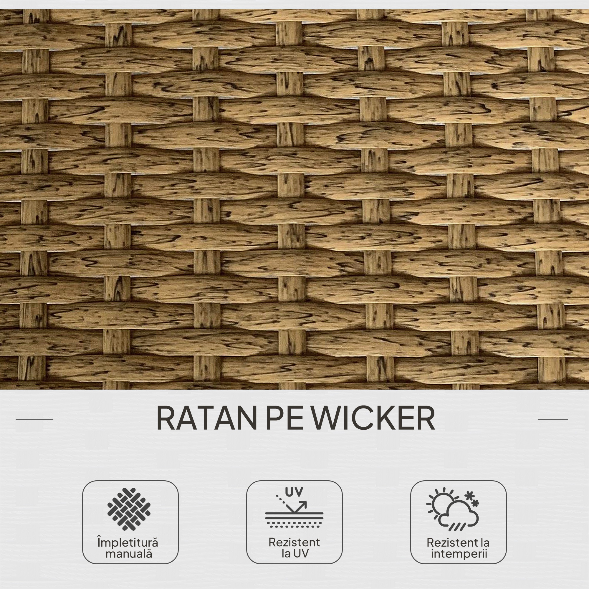  Set mobilier gradina coltar 4 persoane, 3 piese cu masuta si perne confortabile incluse, ratan impletit, crem [3]