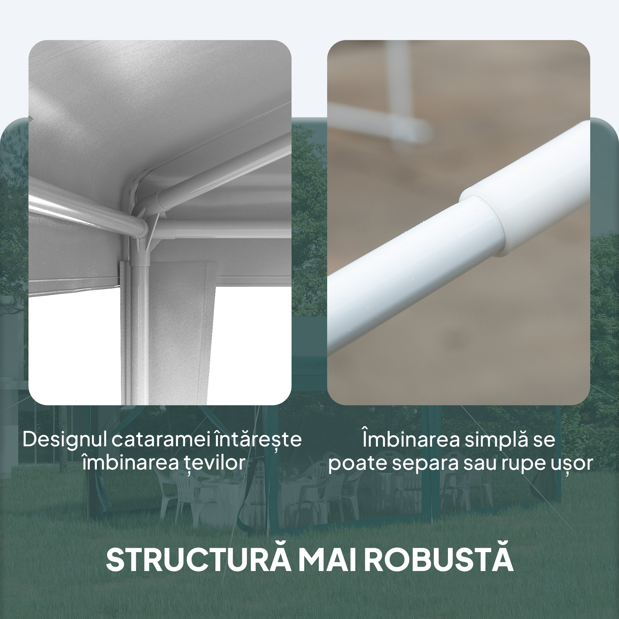 Pavilion  de Gradina 3x3 m Portabil cu Acoperire Anti UV, Alb [4]