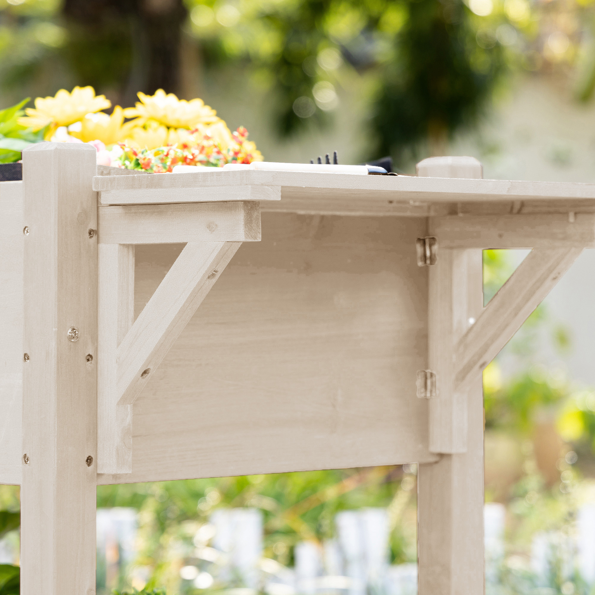  Jardiniera din lemn pentru gradina, 123x54x74cm, maro [7]