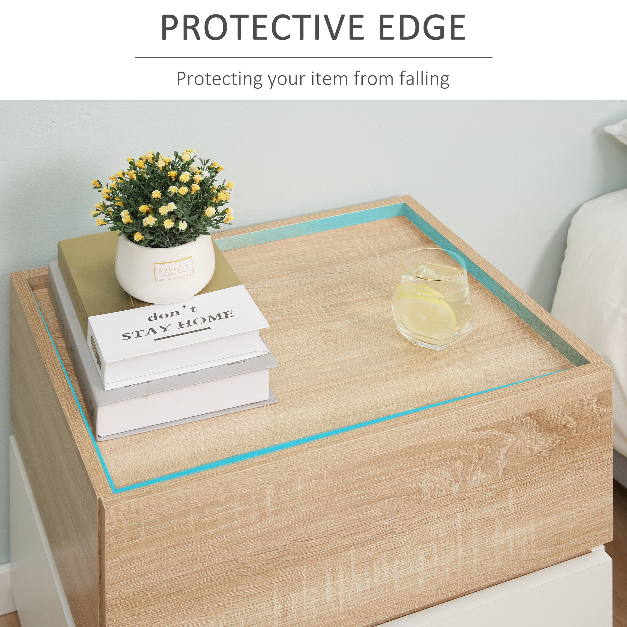  Noptiera Lemn Natur - 2 Sertare, Design Modern [5]