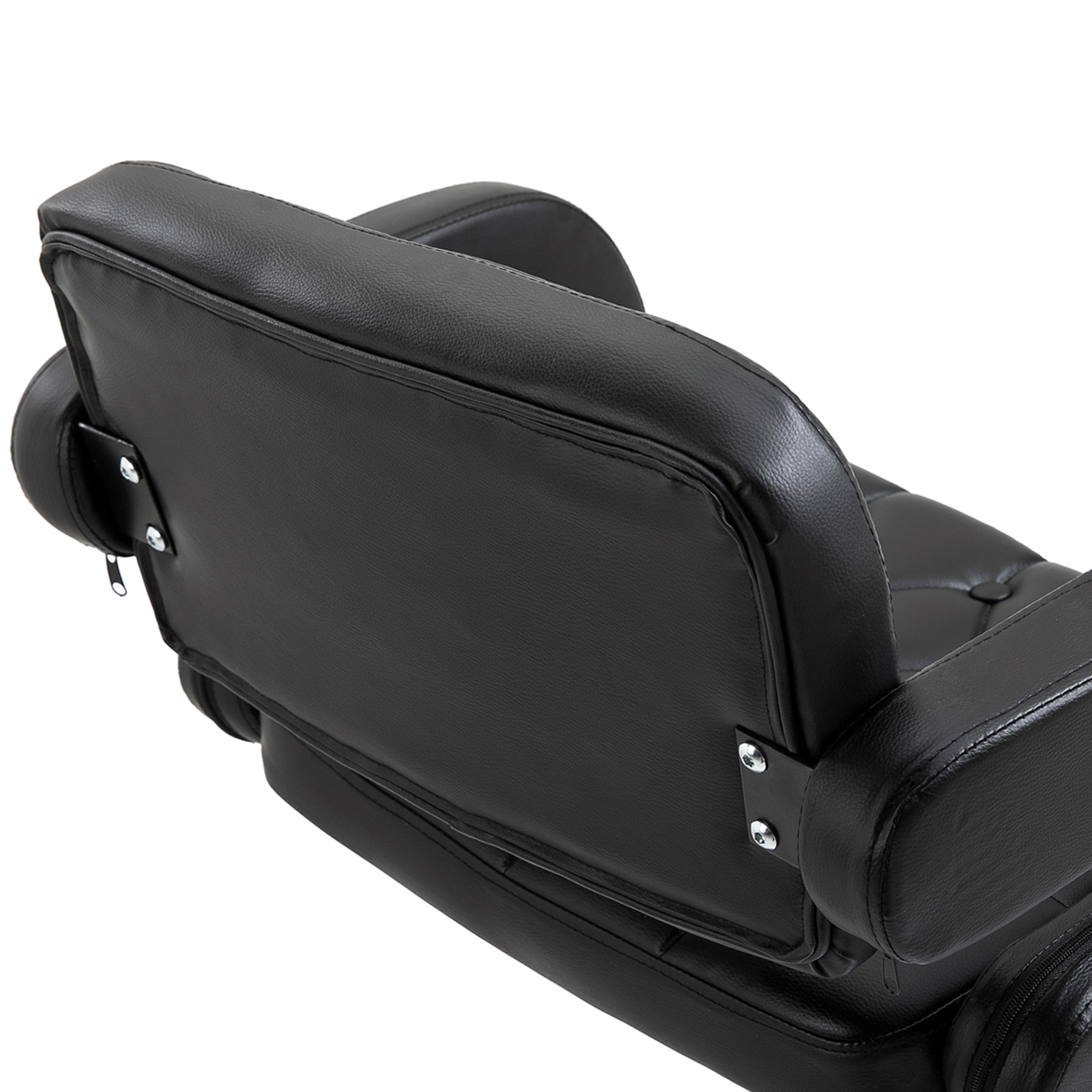  Scaun de Bar cu Spatar si Brate, Scaun Modern de Bucatarie Rotativ cu inaltime Reglabila, 61x50x94-114 cm, Negru [8]