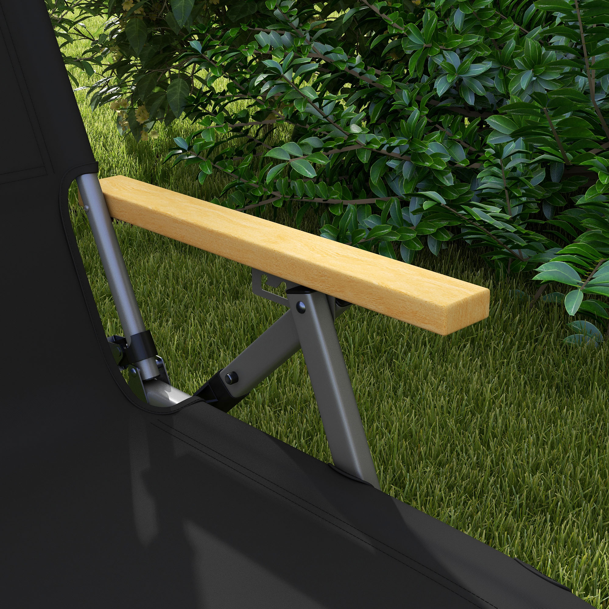  Scaun de Camping Pliabil cu Spatar Reglabil, Negru [7]