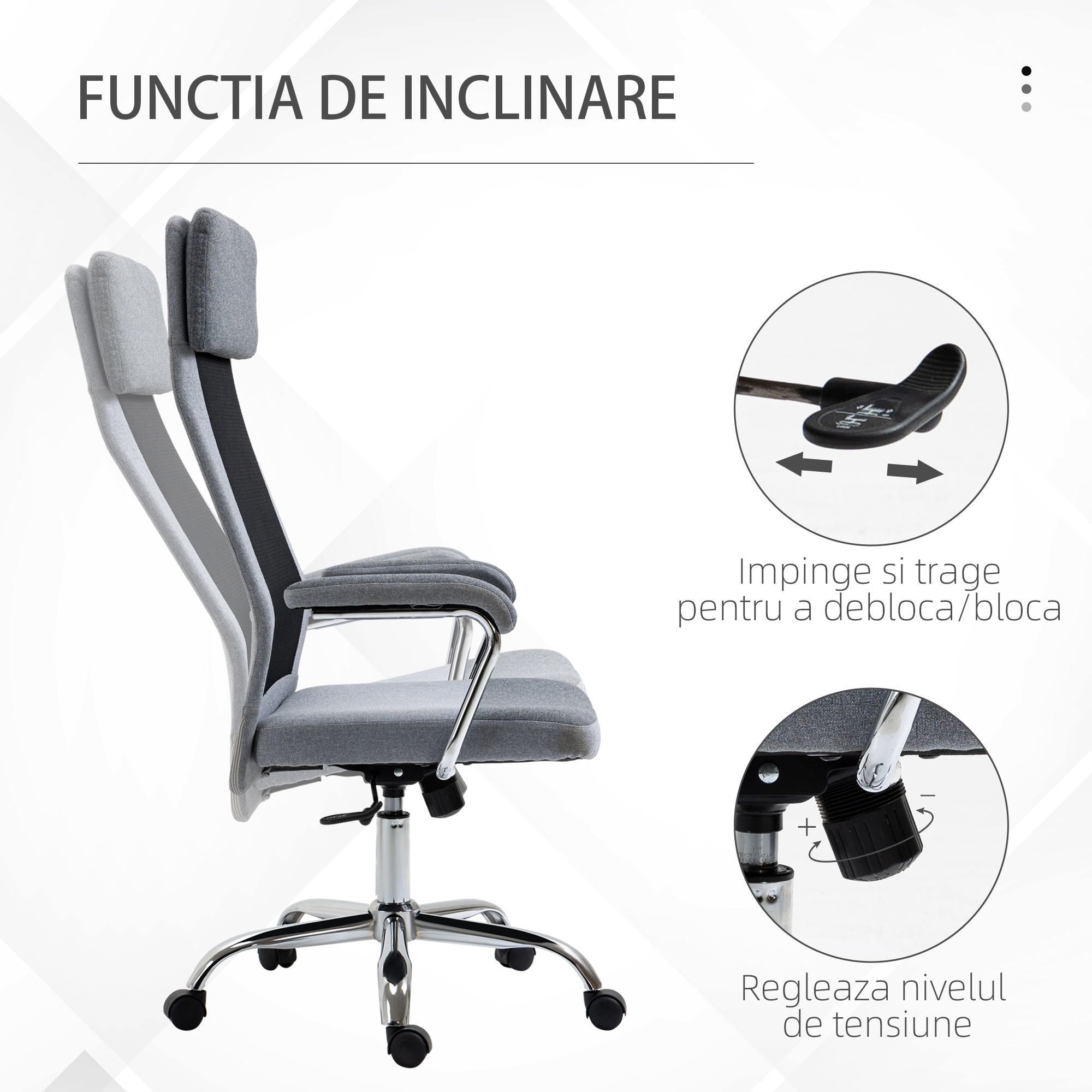  scaun birou ergonomic, inaltime reglabila, 65x60x119-129cm [5]