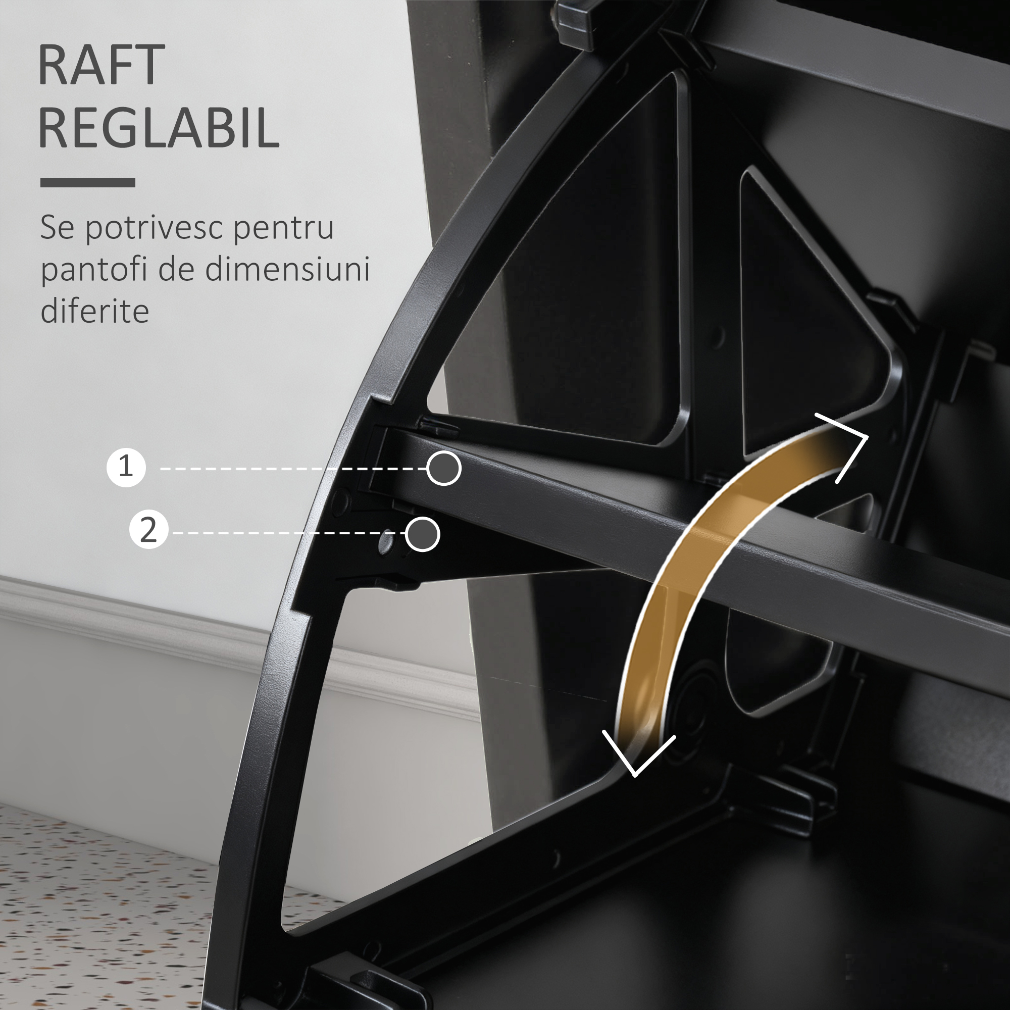  Dulap pentru Intrare Cuier cu Pantofar si Oglinda, Rafturi si Sertar, Dulap Cuier din PAL, 90x10x91 cm, Negru [5]