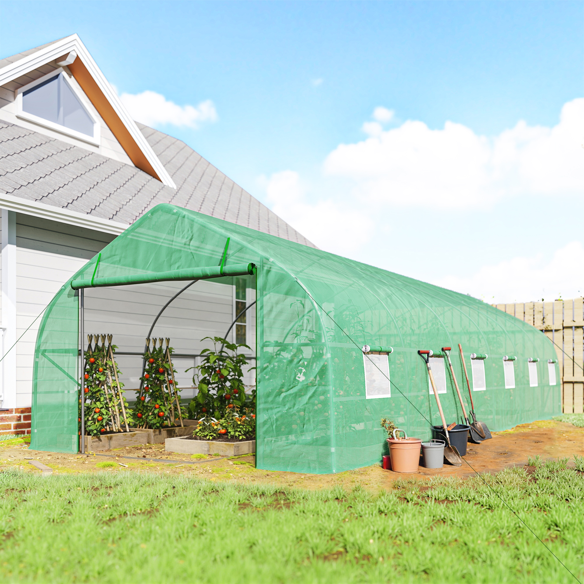  Sera Tunel Gradina - PE, Usa cu Fermuar & Ferestre Ventilatie [1]