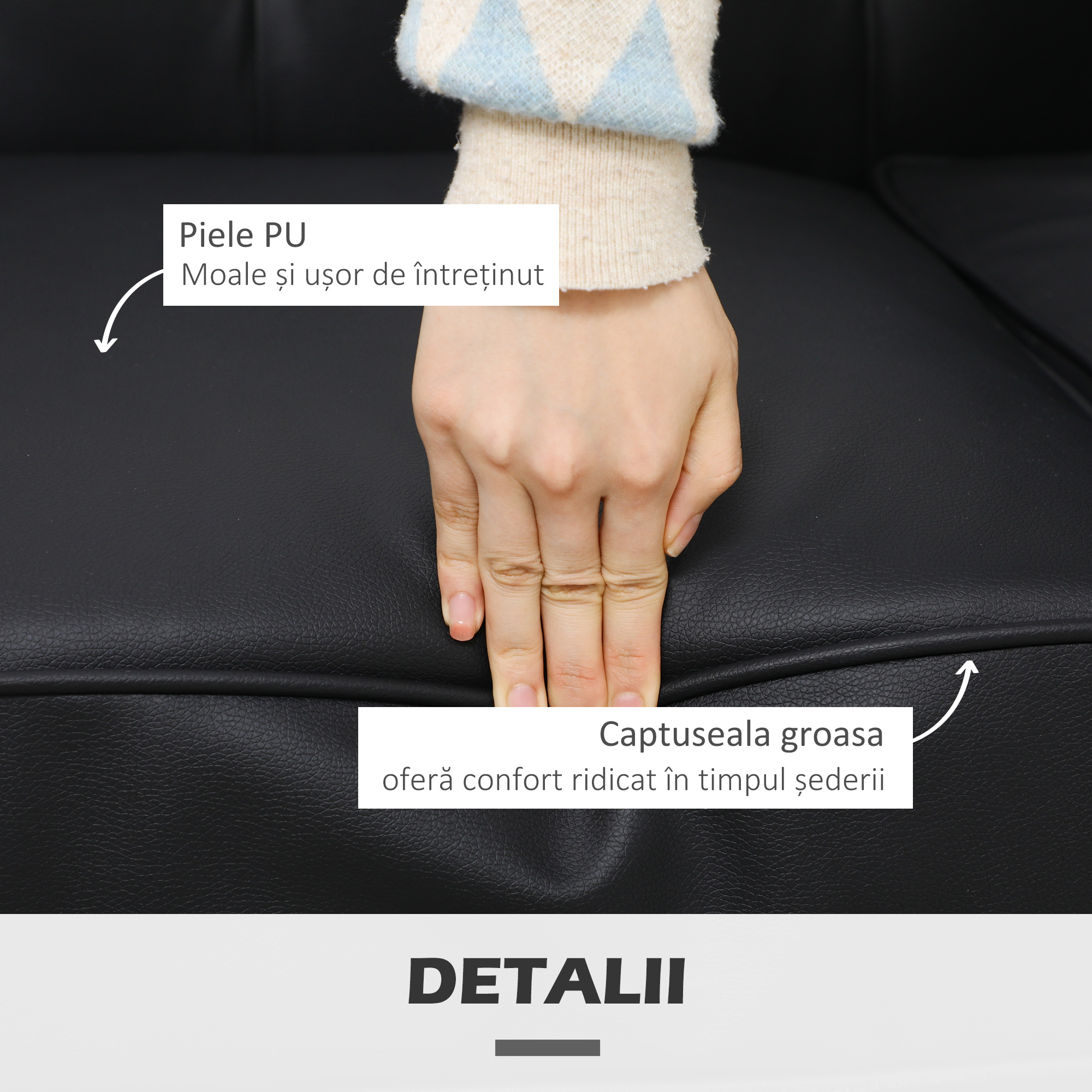  canapea cu doua locuri, piele sintetica,160x84x80 cm [4]