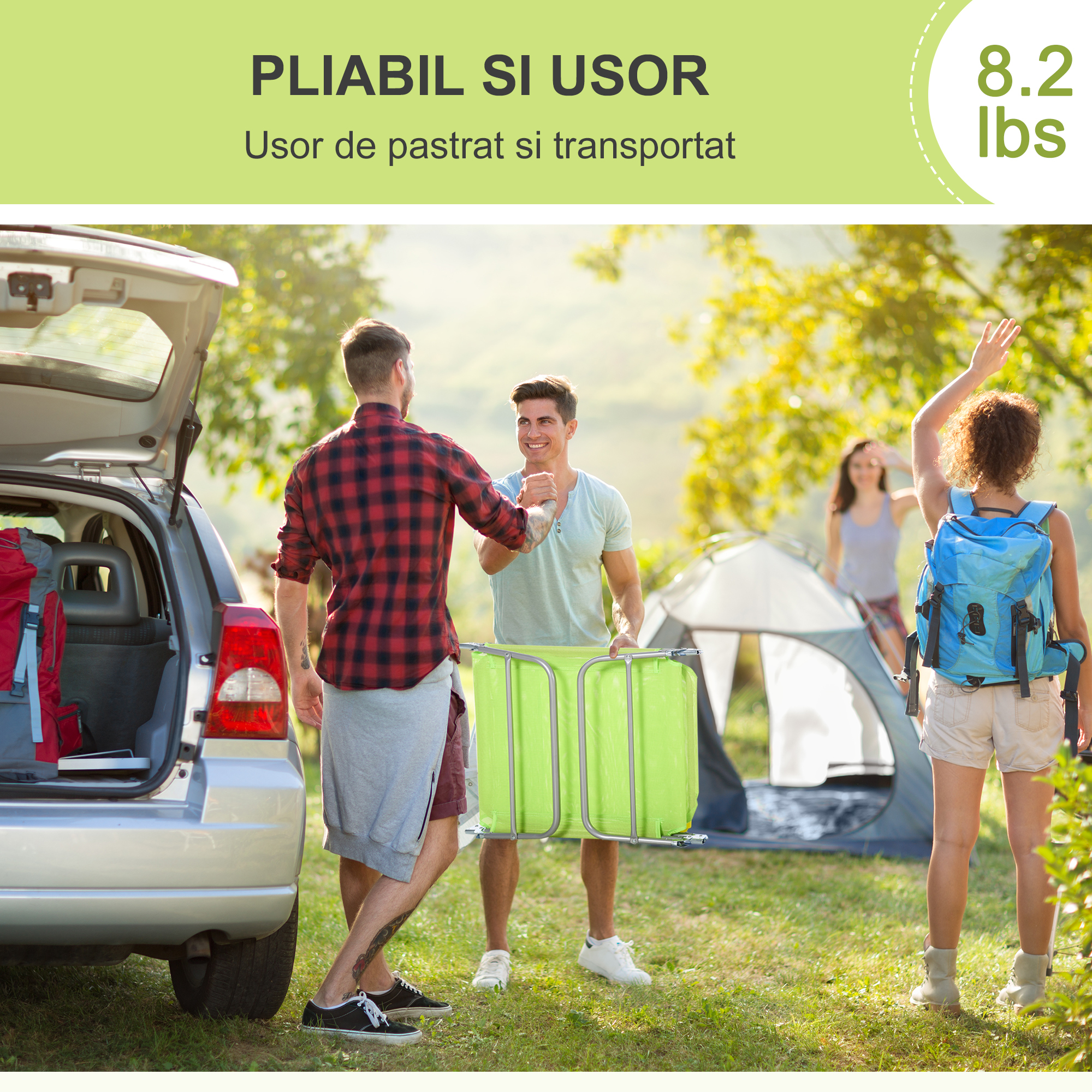  Sezlong pentru Gradina Pliabil cu Spatar Reclinabil Verde deschis [5]