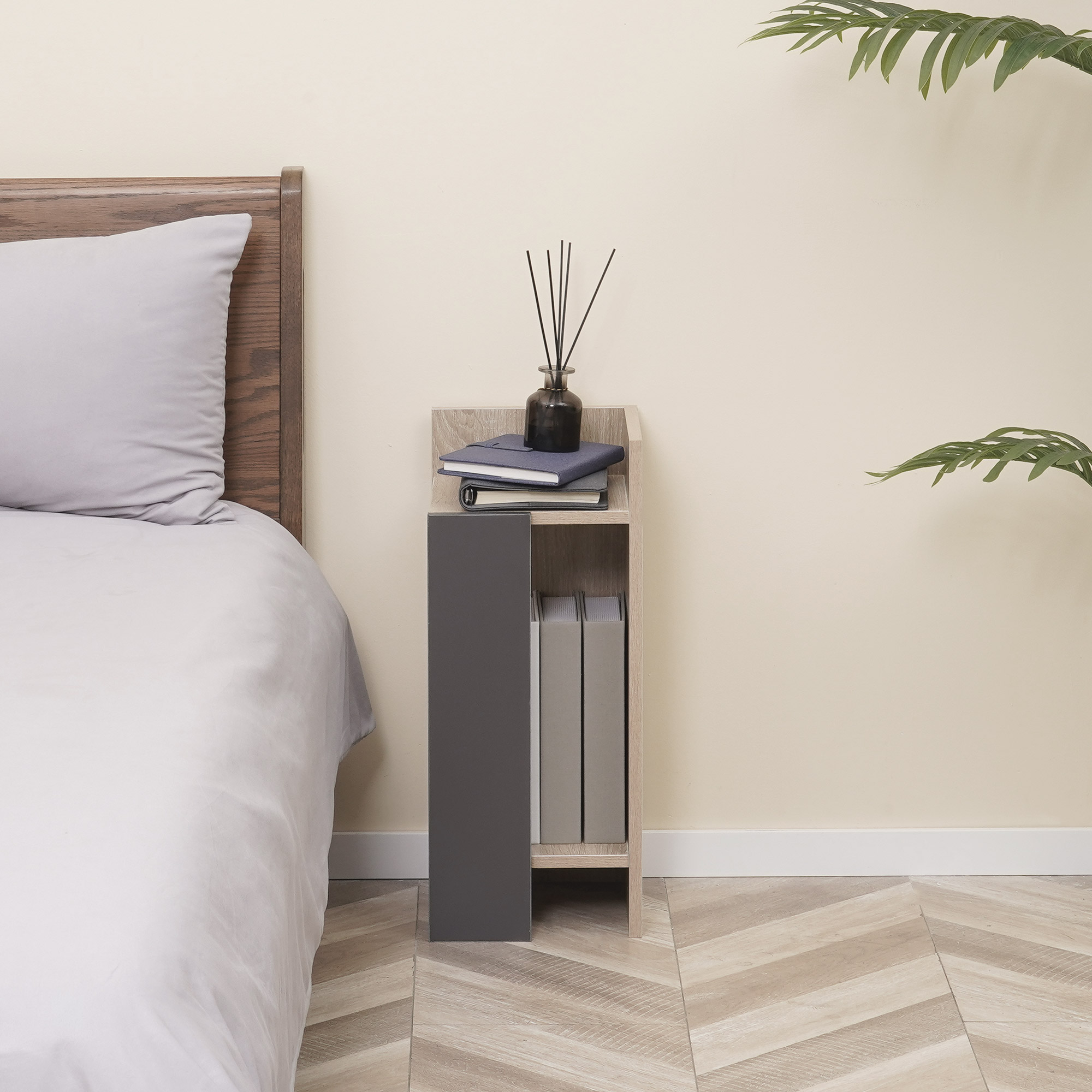  Set 2 Noptiere Moderne - Gri cu Polita Deschisa [4]