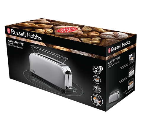 Prajitor de paine cu fanta lunga Russell Hobbs Adventure, fante extra late, gratar chifle, tava firimituri detasabila [1]