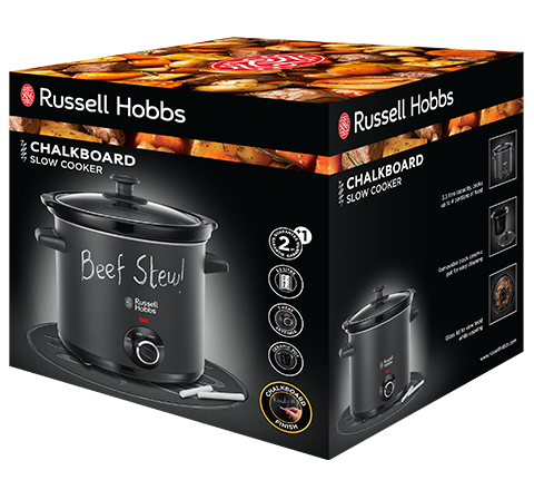 Slow cooker Russell Hobbs Chalkboard, 6.5L, 3 setari temperatura, vas ceramic, suprafata tabla scriere, negru [3]