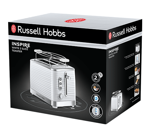 Prajitor de paine Russell Hobbs Inspire, 2 fante, gratar chifle, tava firimituri detasabila, functie decongelare, alb [2]