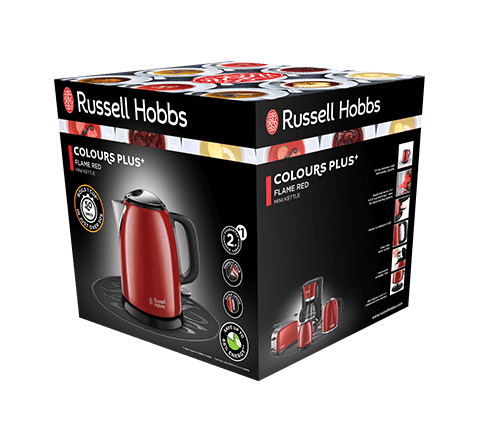 Fierbator compact Russell Hobbs Colours Plus+, 1L, 2200W, filtru calcar detasabil, indicator nivel apa, rosu [3]