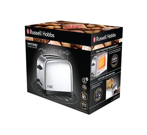 Prajitor de paine Russell Hobbs Victory, 2 fante, gratar chifle, tava firimituri detasabila, functie decongelare, inox [2]