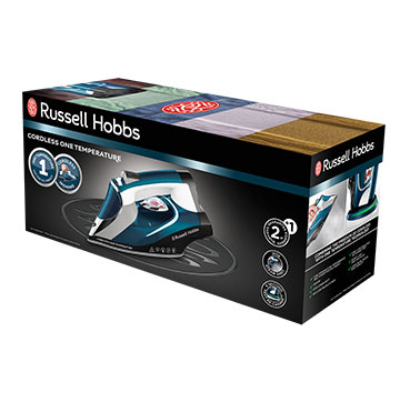 Fier de calcat fara fir Russell Hobbs One Temperature, talpa ceramica, o singura temperatura, baza incarcare, alb [3]