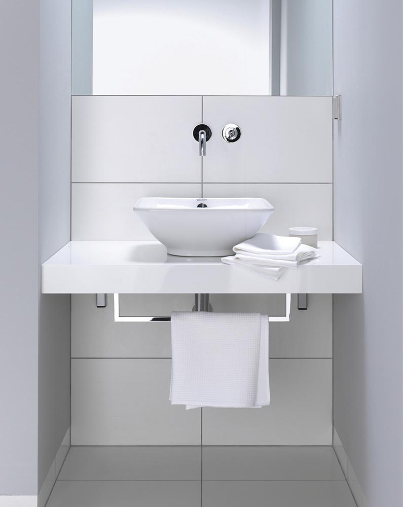 Lavoar Duravit 0333420000, Bacino, montaj pe blat, nr orificii baterie fara, preaplin, zona montaj interior, alb [8]