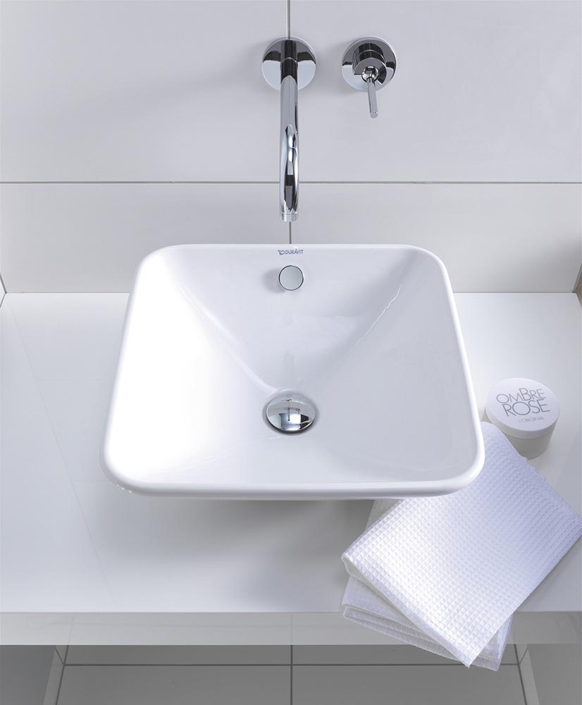 Lavoar Duravit 0333420000, Bacino, montaj pe blat, nr orificii baterie fara, preaplin, zona montaj interior, alb [3]