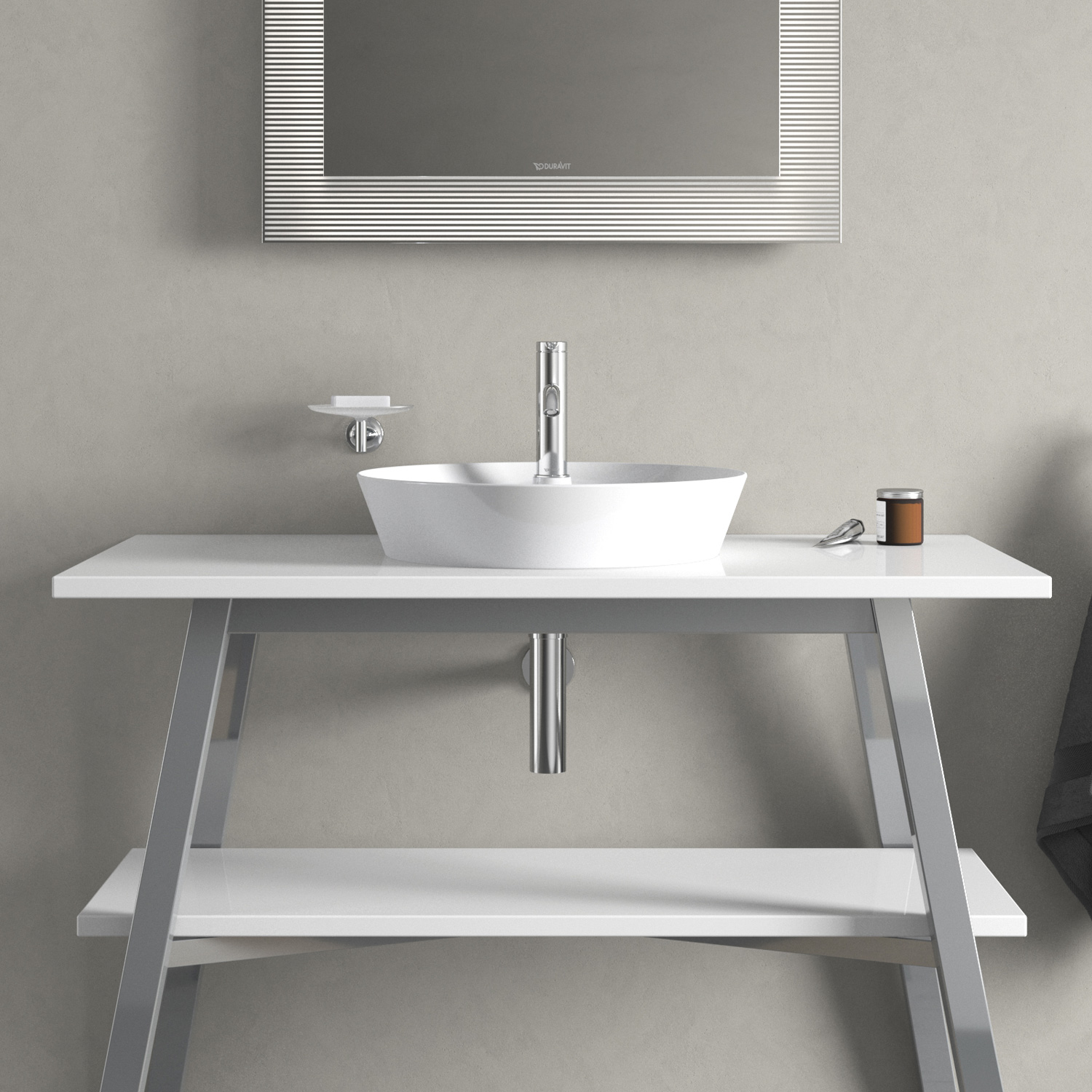 Lavoar Duravit 2328480000, Cape Cod, montaj pe blat, zona montaj interior, elemente fixare ascunse, alb [9]