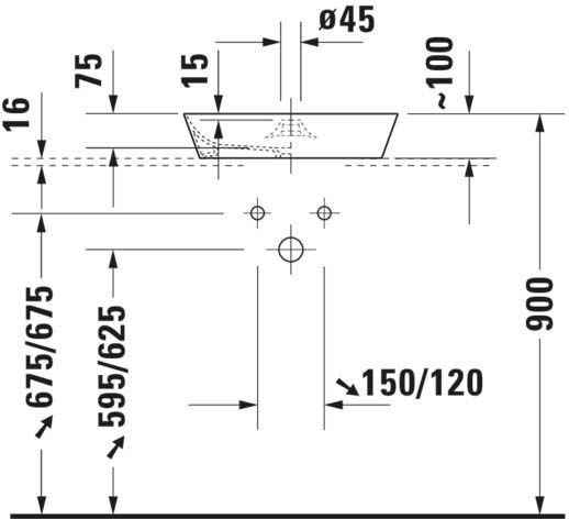 Lavoar Duravit 2328480000, Cape Cod, montaj pe blat, zona montaj interior, elemente fixare ascunse, alb [13]
