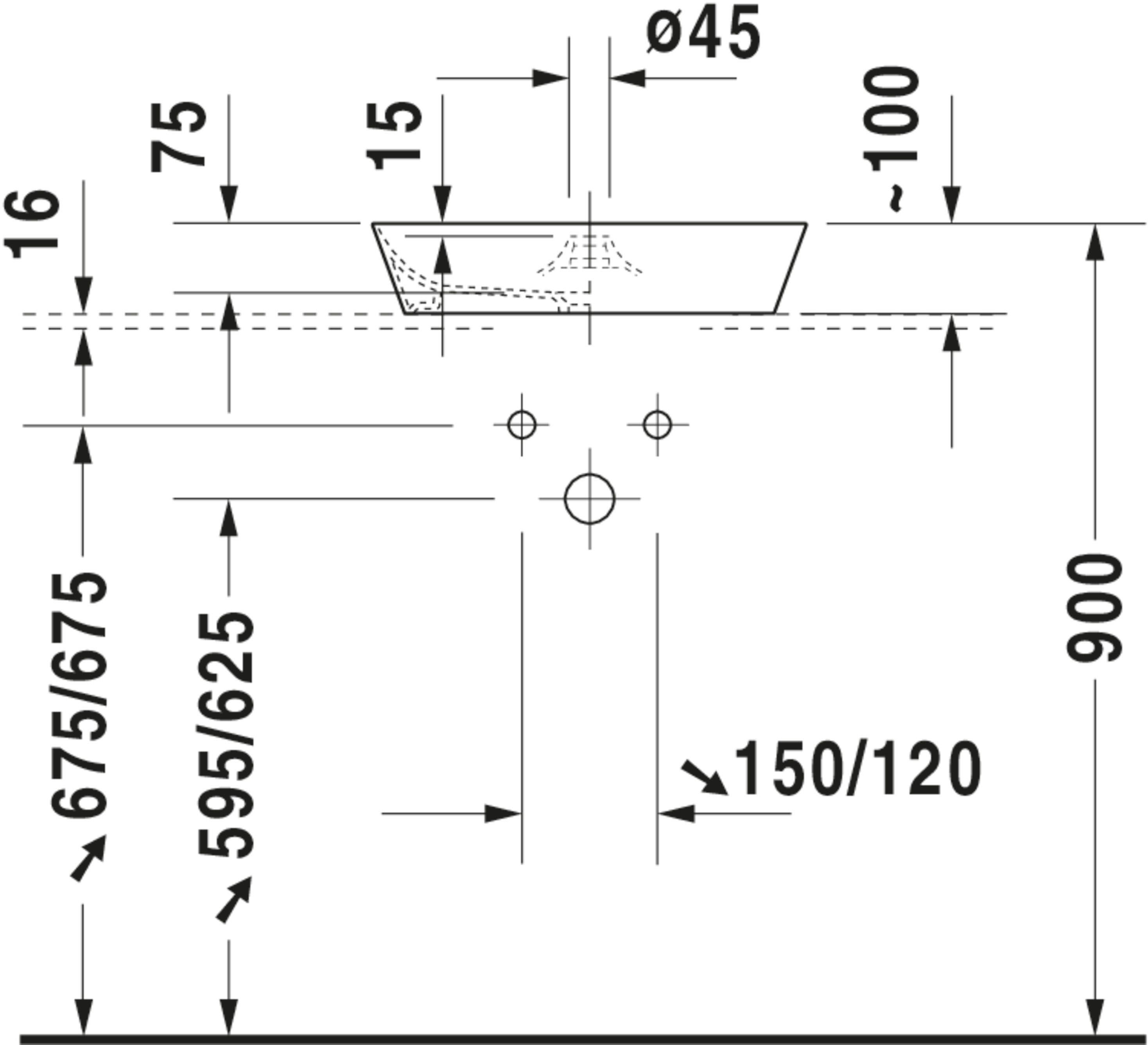 Lavoar Duravit 2328480000, Cape Cod, montaj pe blat, zona montaj interior, elemente fixare ascunse, alb [12]