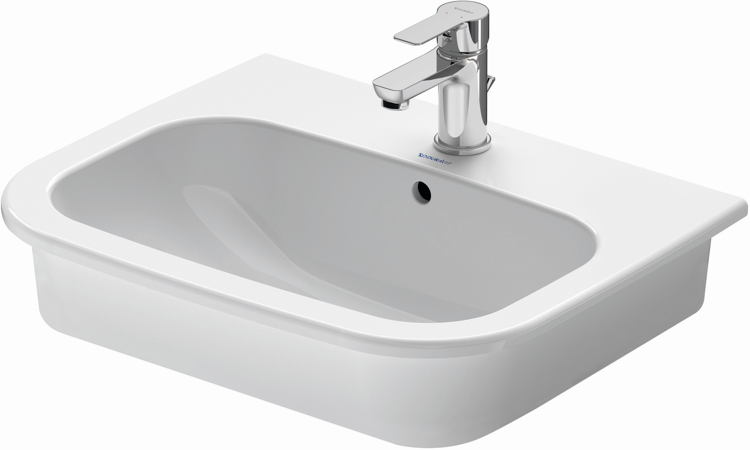 Lavoar Duravit 0337540000, D-Code, montaj in blat, preaplin, zona montaj interior, elemente fixare ascunse, alb [2]