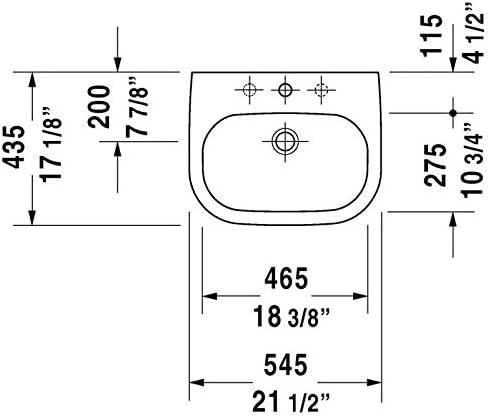 Lavoar Duravit 0337540000, D-Code, montaj in blat, preaplin, zona montaj interior, elemente fixare ascunse, alb [6]